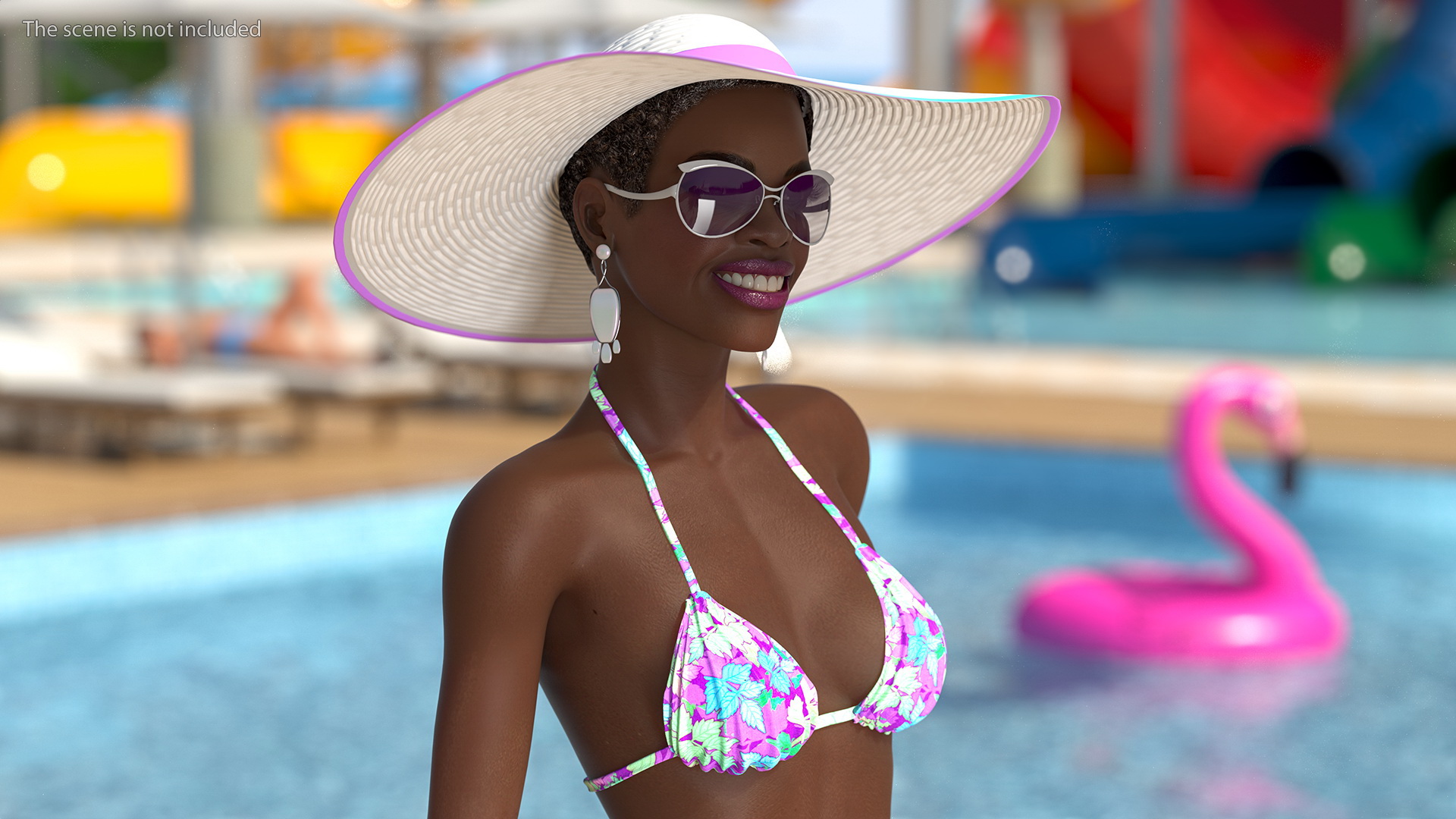 3D Dark Skinned Bikini Girl Rigged