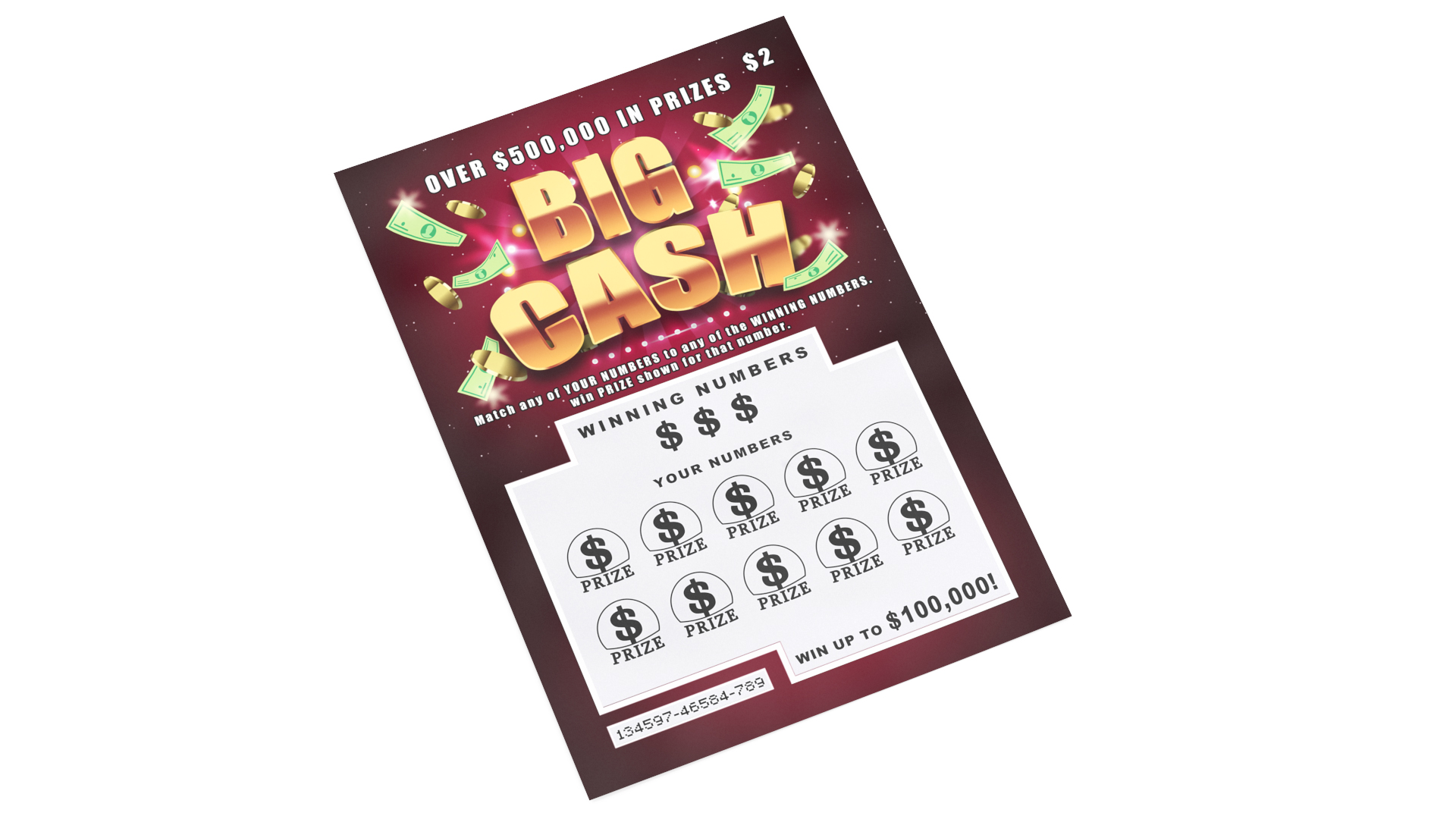 3D model Big Cash Scratch Off Lottery Ticket