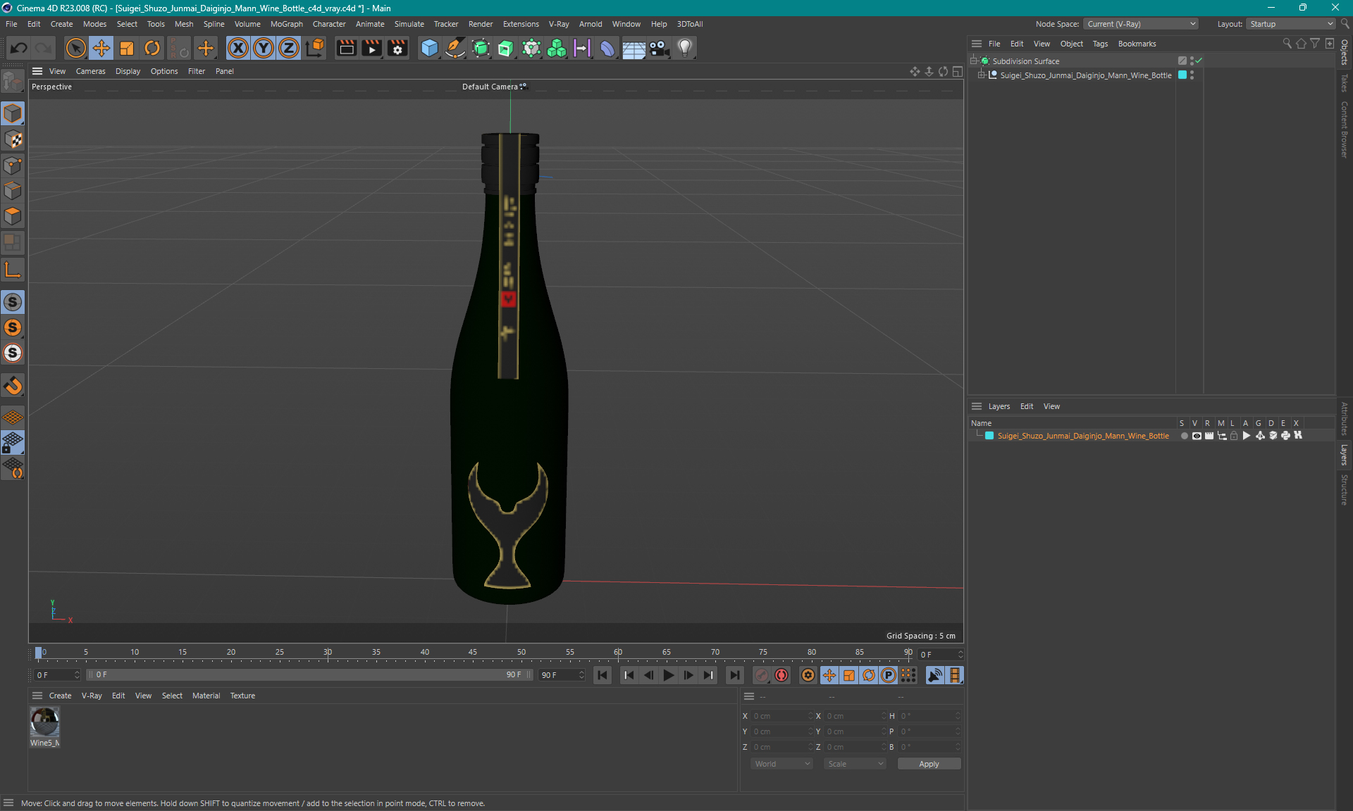 3D model Suigei Shuzo Junmai Daiginjo Mann Wine Bottle