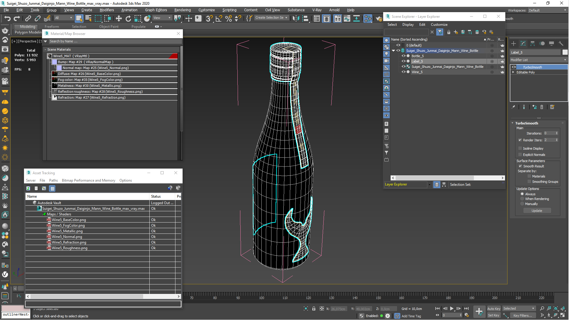 3D model Suigei Shuzo Junmai Daiginjo Mann Wine Bottle