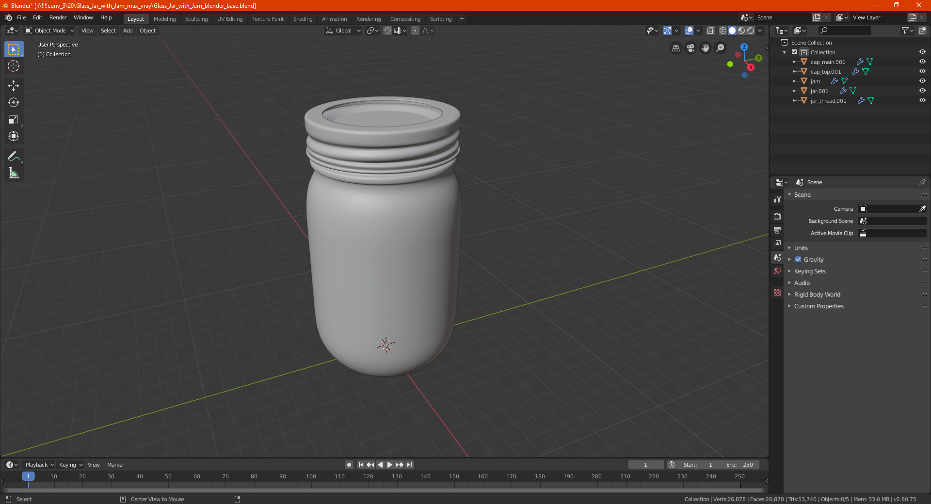 3D Glass Jar with Jam model