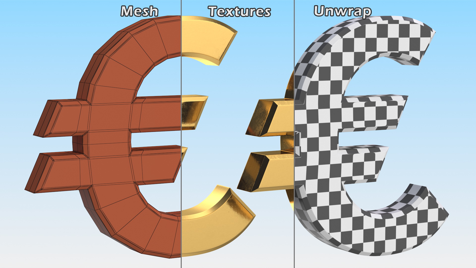 3D Golden Euro Sigh