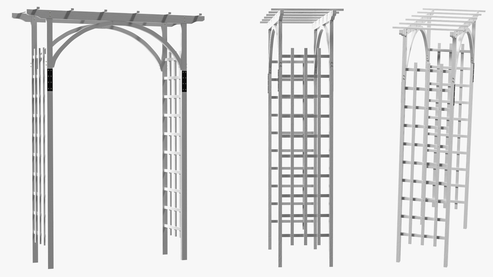 Wooden Garden Arch White 3D model