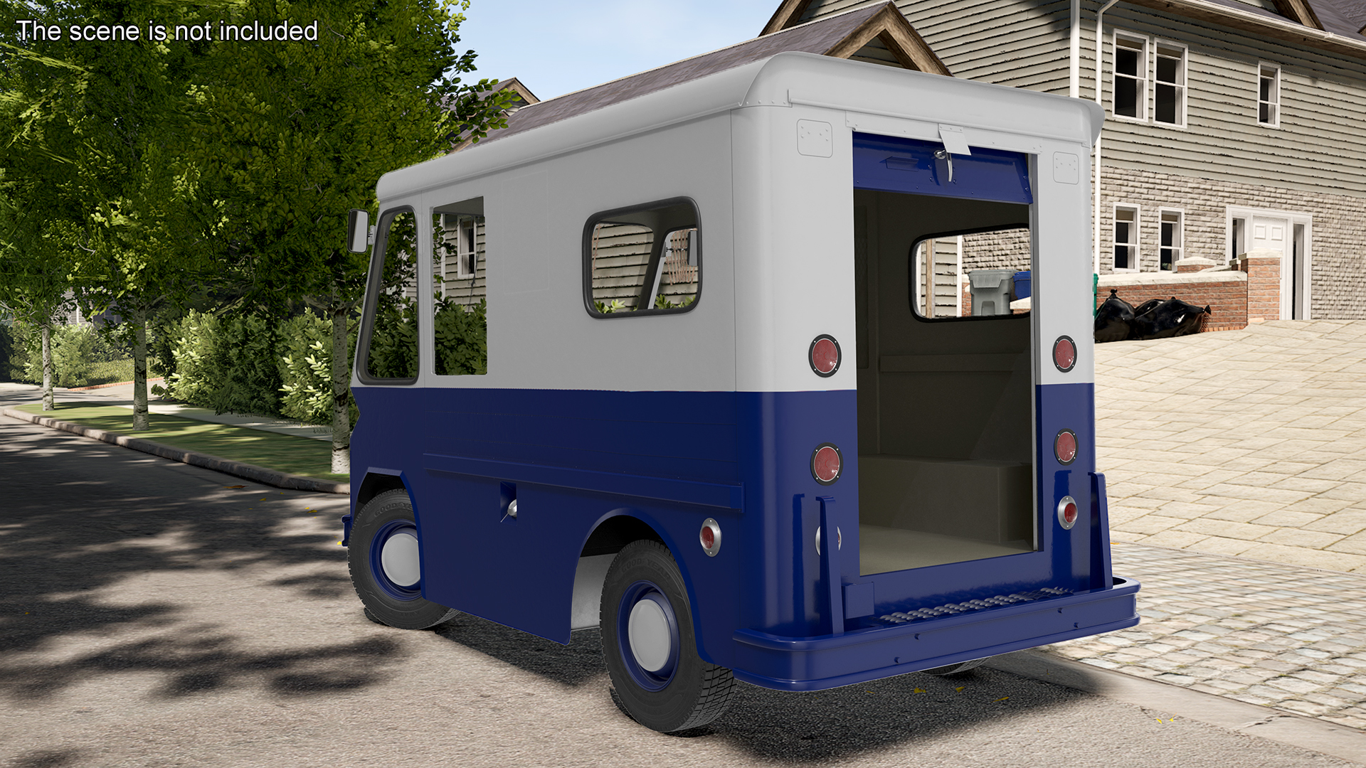 3D Vintage Van Blue Rigged model