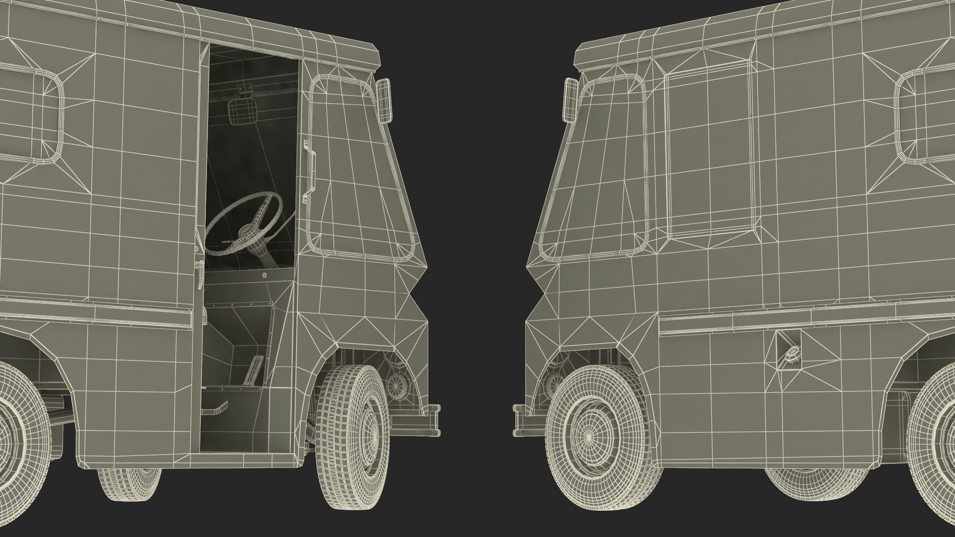 3D Vintage Van Blue Rigged model