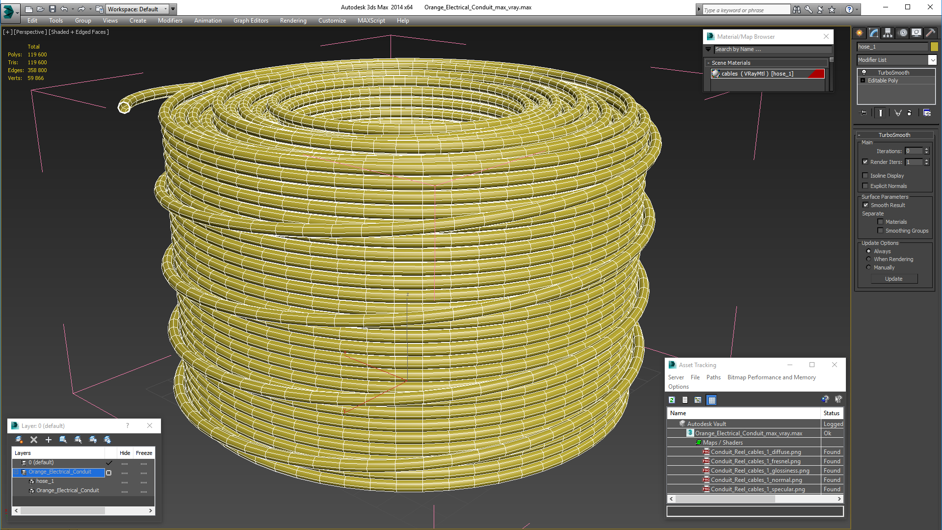 3D model Orange Electrical Conduit