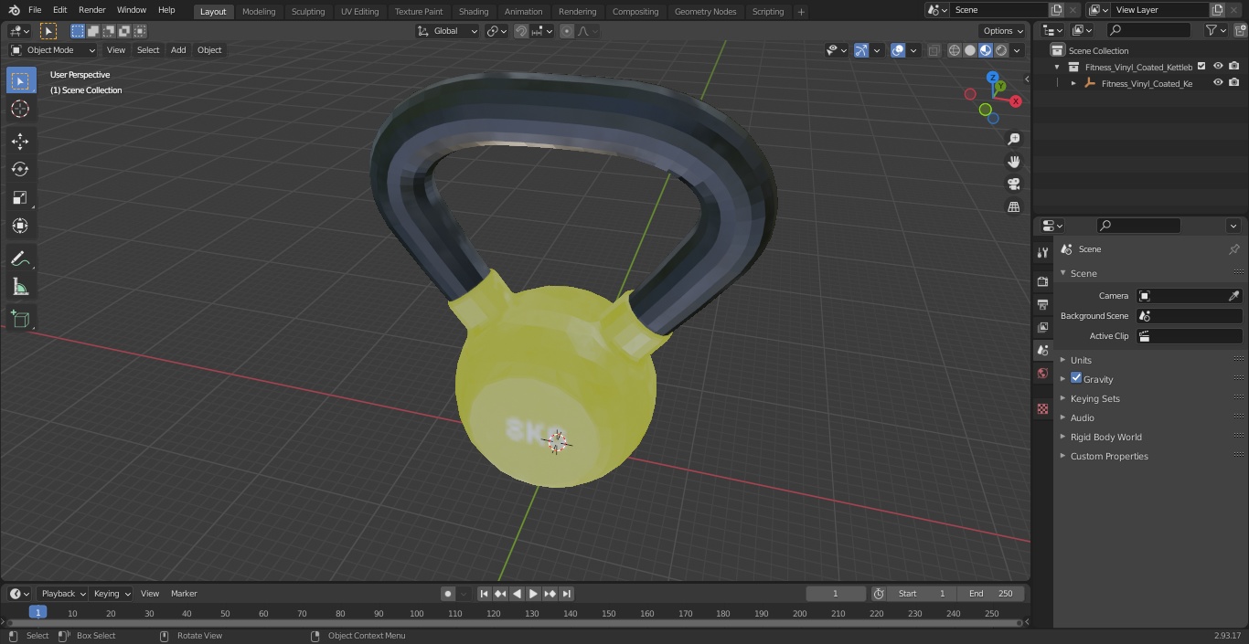 Fitness Vinyl Coated Kettlebell Weight 8kg 3D