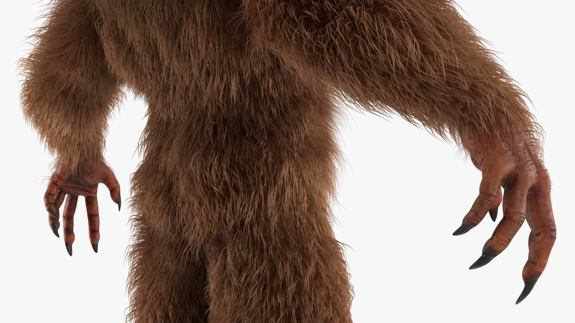 3D Mythical Creature Bigfoot A-pose Fur