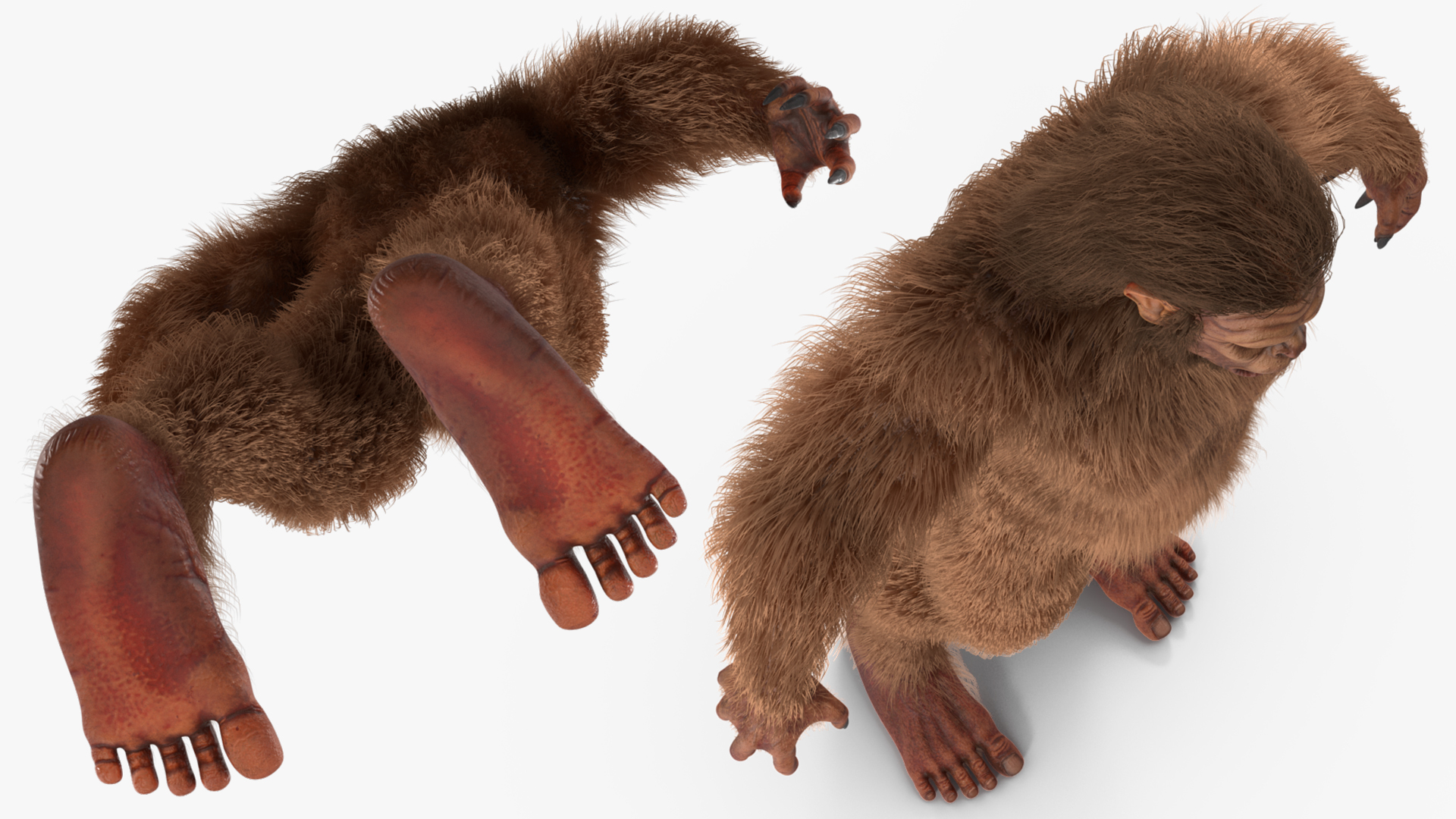 3D Mythical Creature Bigfoot A-pose Fur