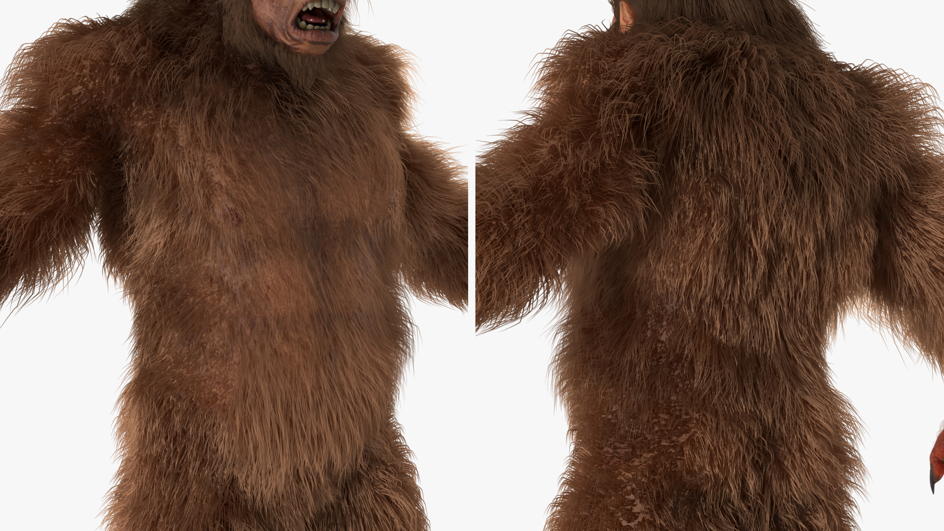 3D Mythical Creature Bigfoot A-pose Fur