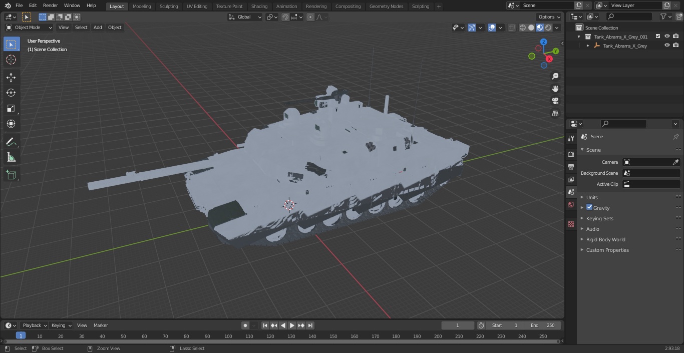 3D Tank Abrams X Grey model