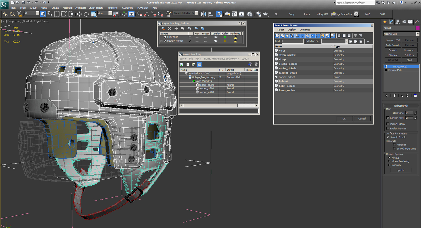 3D model Vintage Ice Hockey Helmet