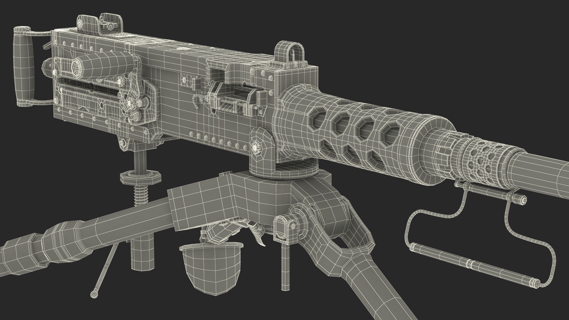 3D Machine Gun Browning M2 on Tripod with Ammunition Box model