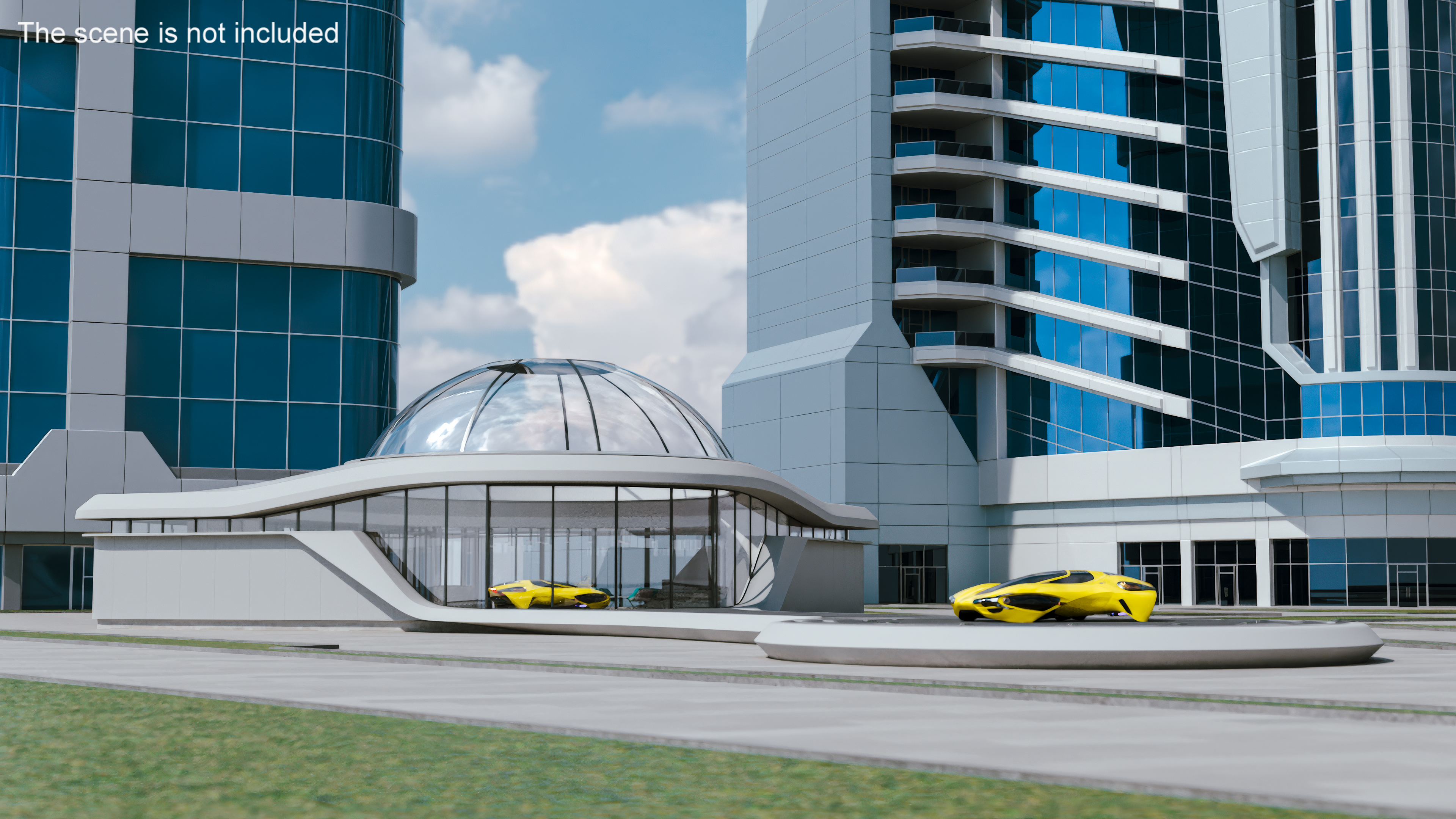 3D model Urban Air Port with Futuristic Flying Vehicle