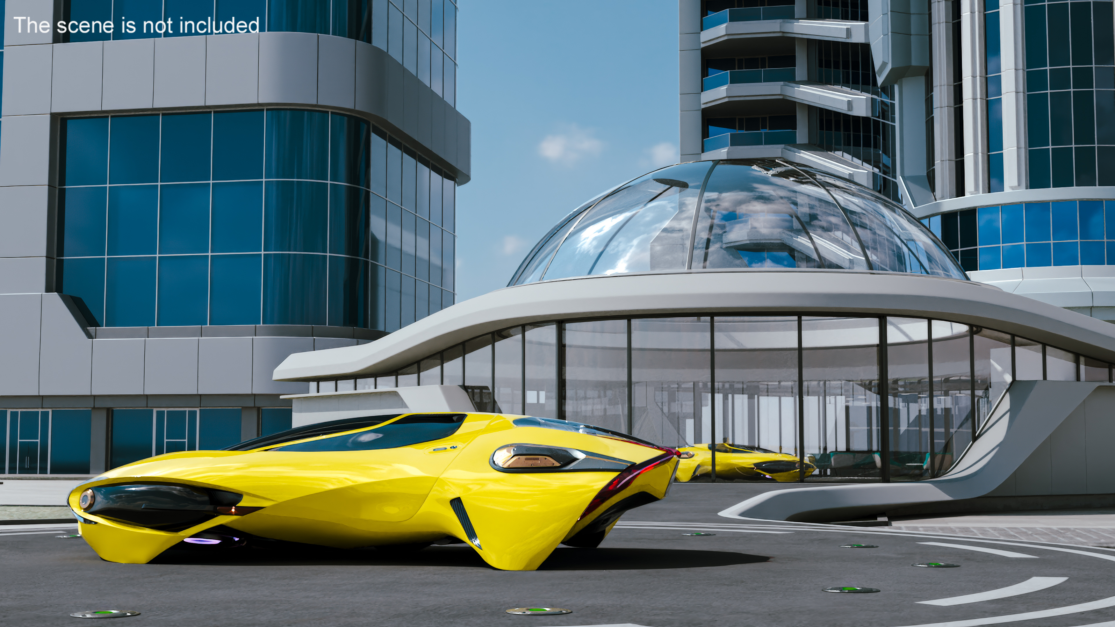 3D model Urban Air Port with Futuristic Flying Vehicle