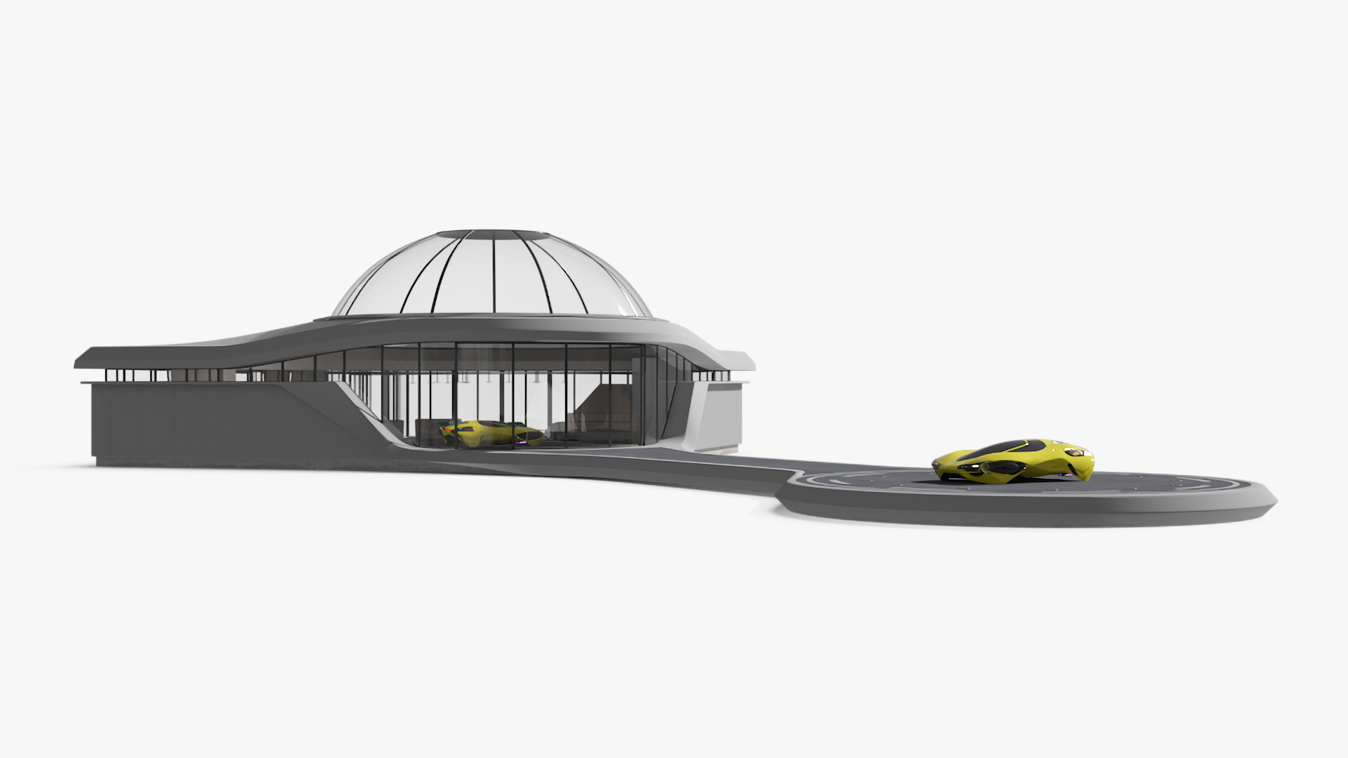 3D model Urban Air Port with Futuristic Flying Vehicle