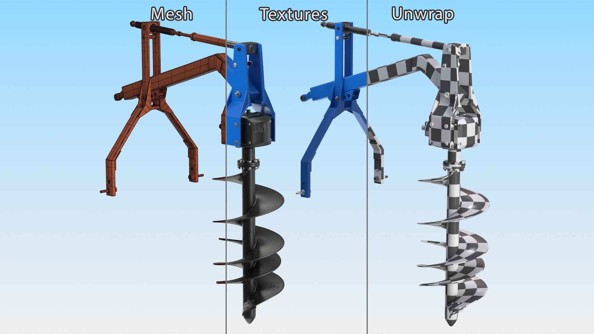 3D Hydraulic Post Hole Digger