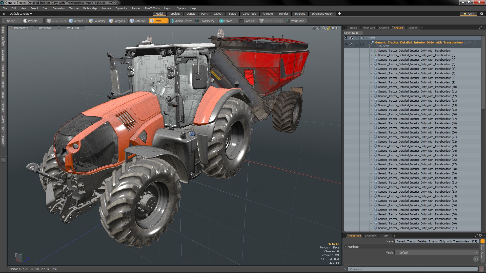 Generic Tractor Detailed Interior Dirty with Transbordeur 3D