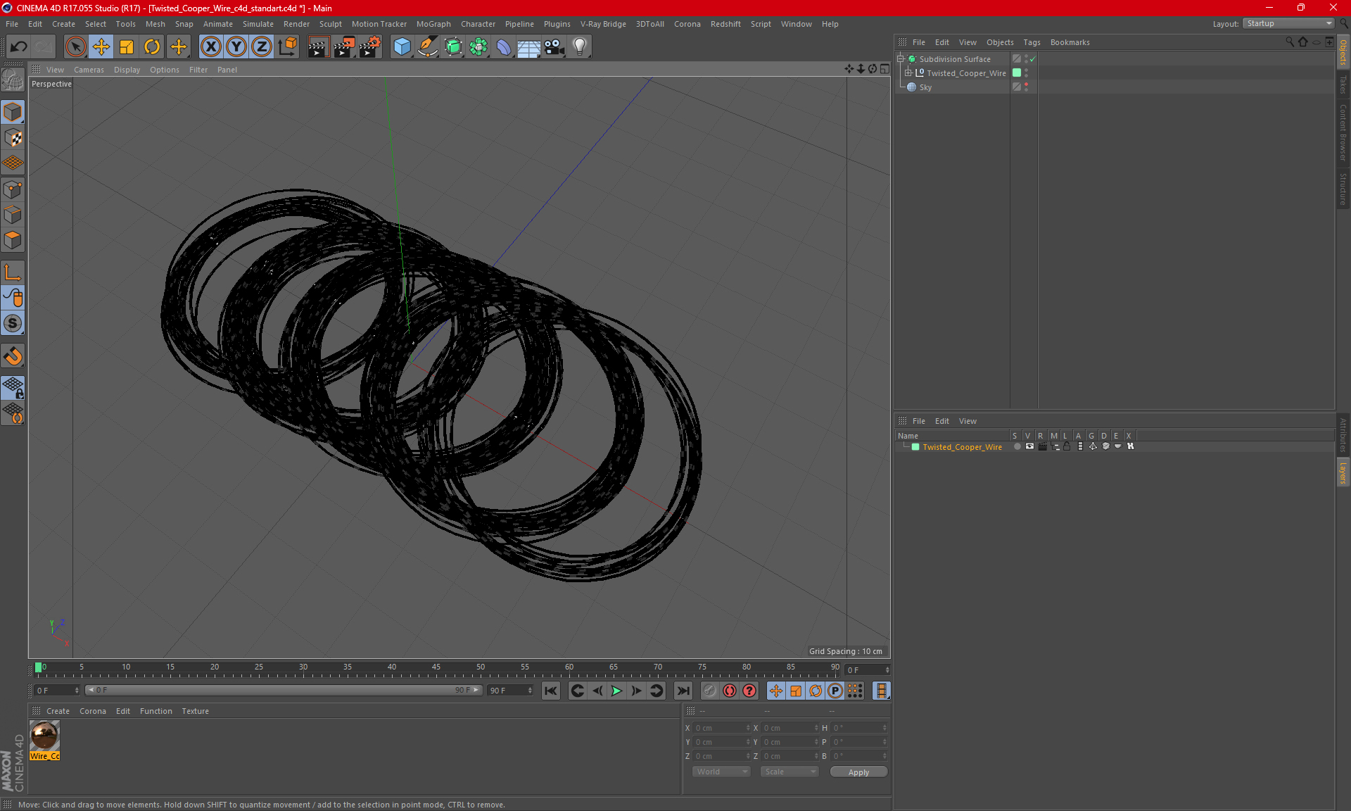 Twisted Cooper Wire 3D model