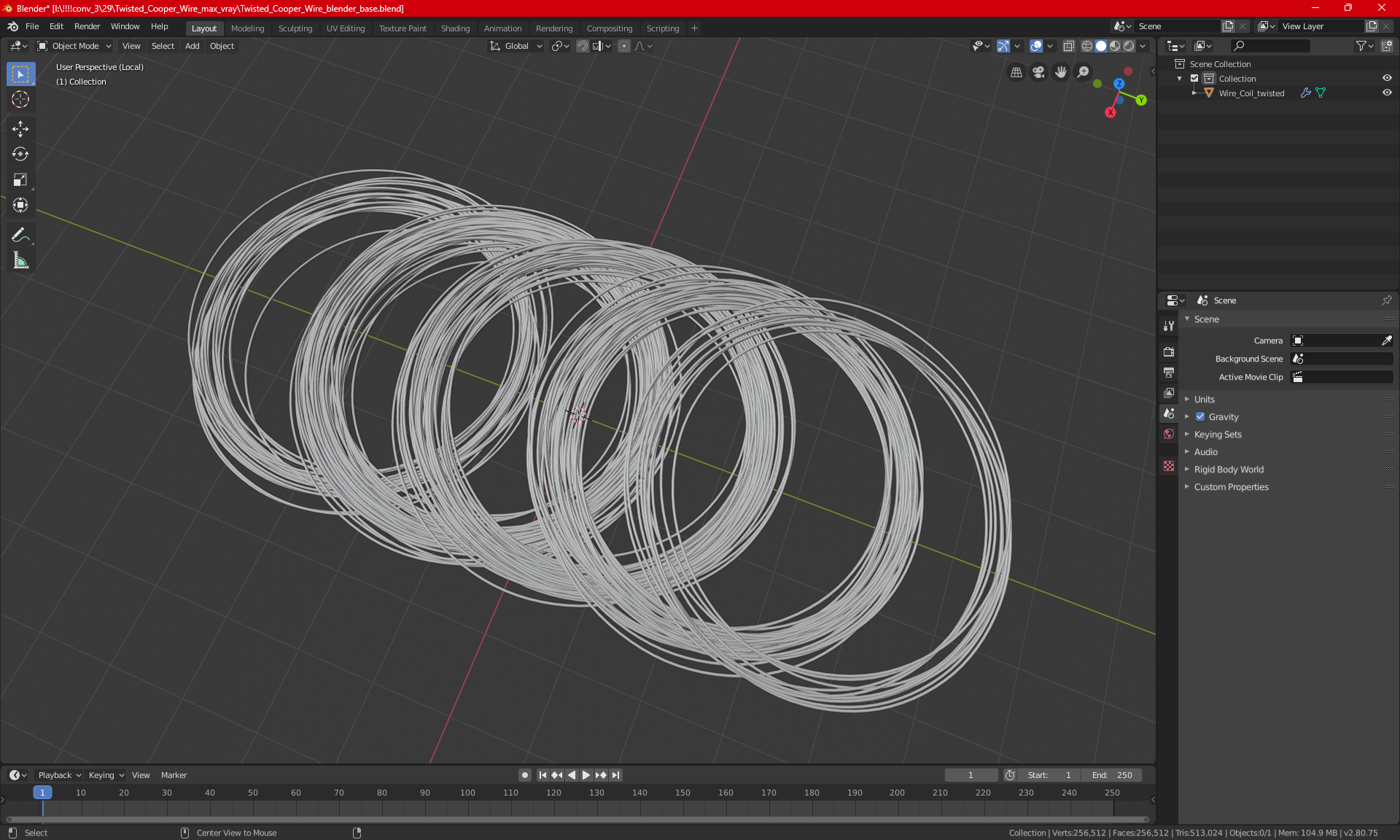 Twisted Cooper Wire 3D model