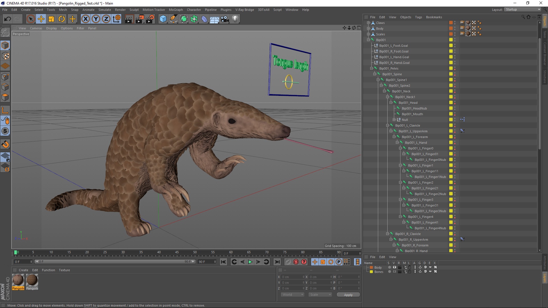 Pangolin Rigged for Cinema 4D 3D model