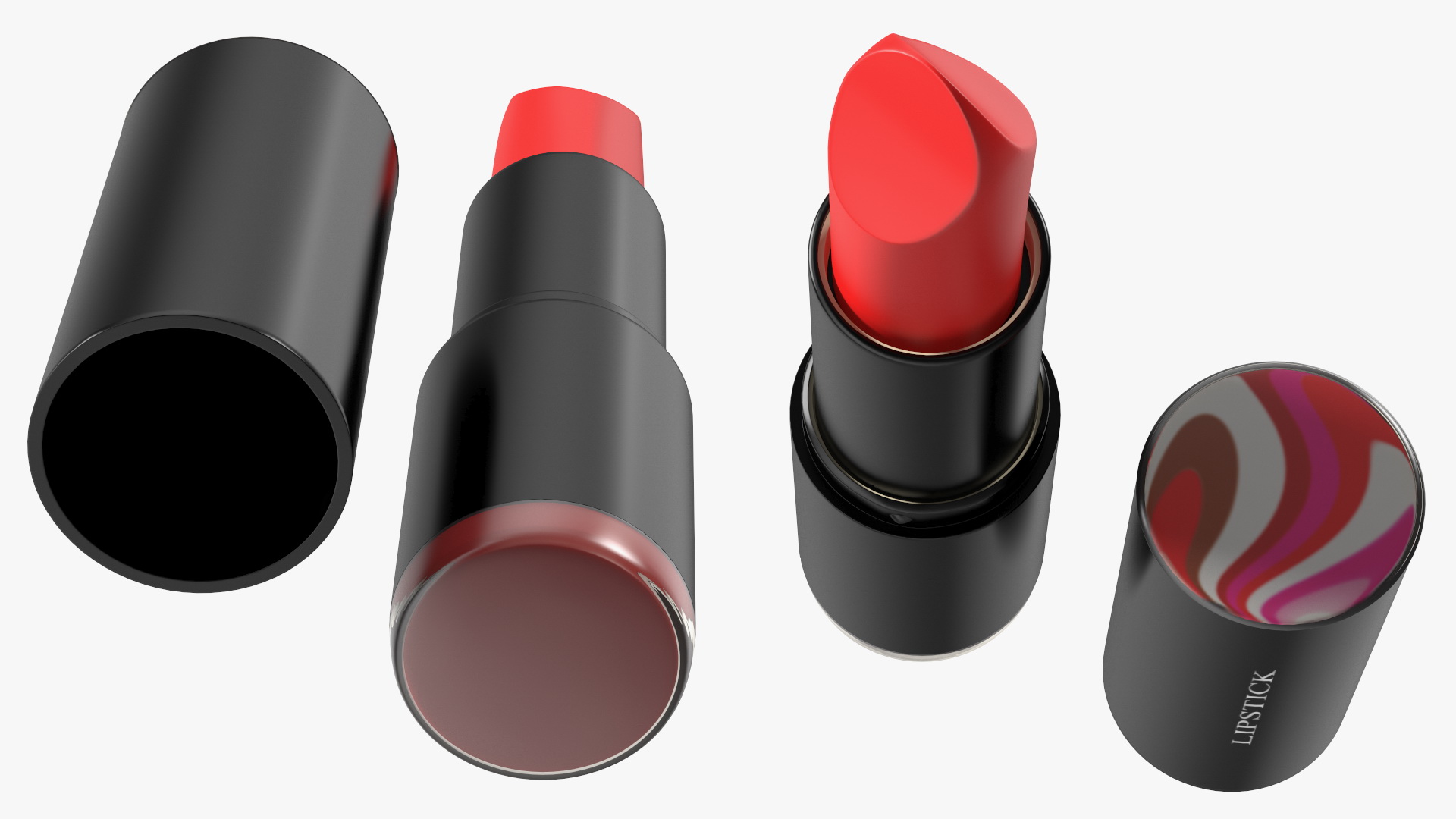 3D Round Lipstick Red Open model