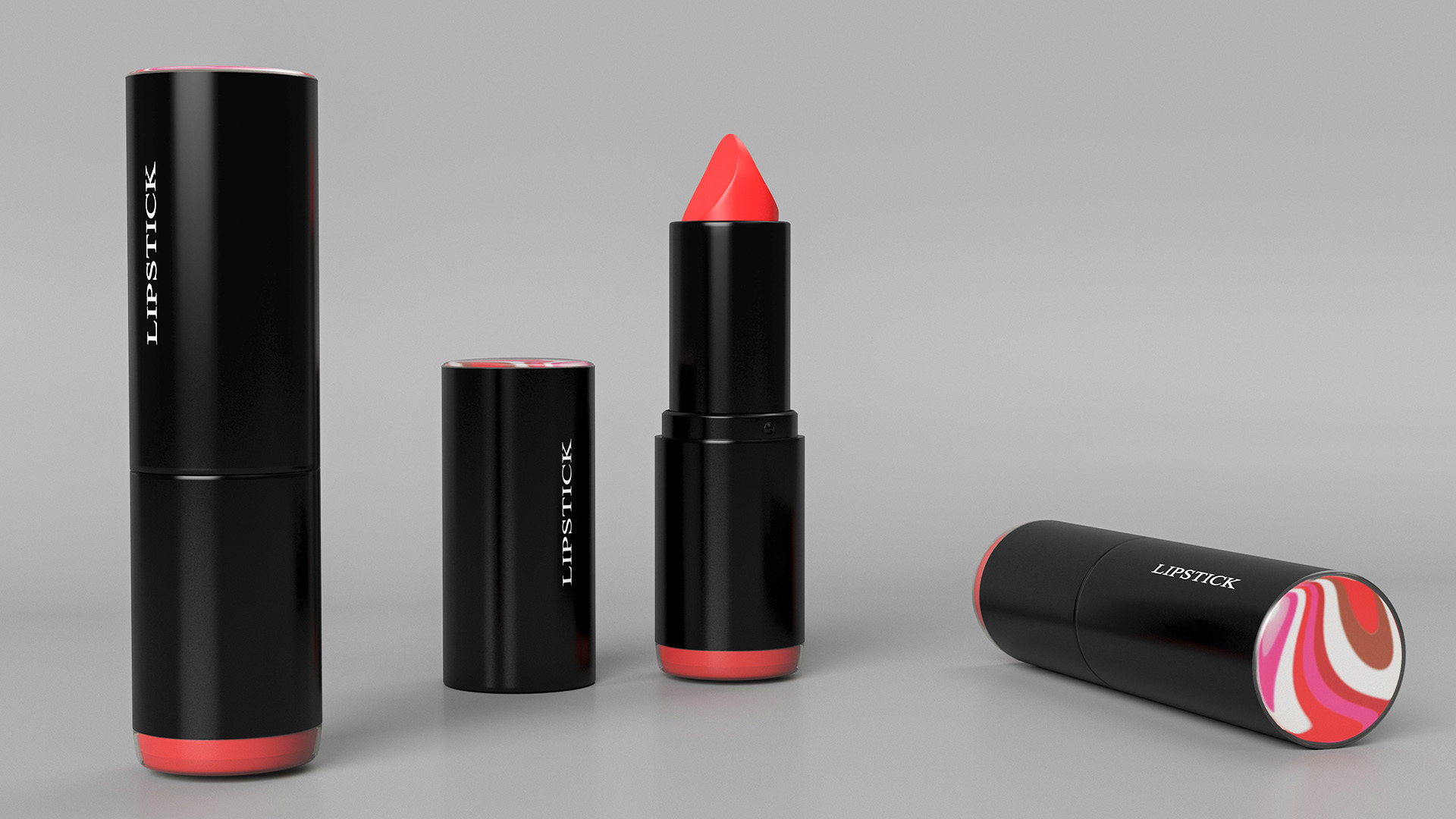 3D Round Lipstick Red Open model