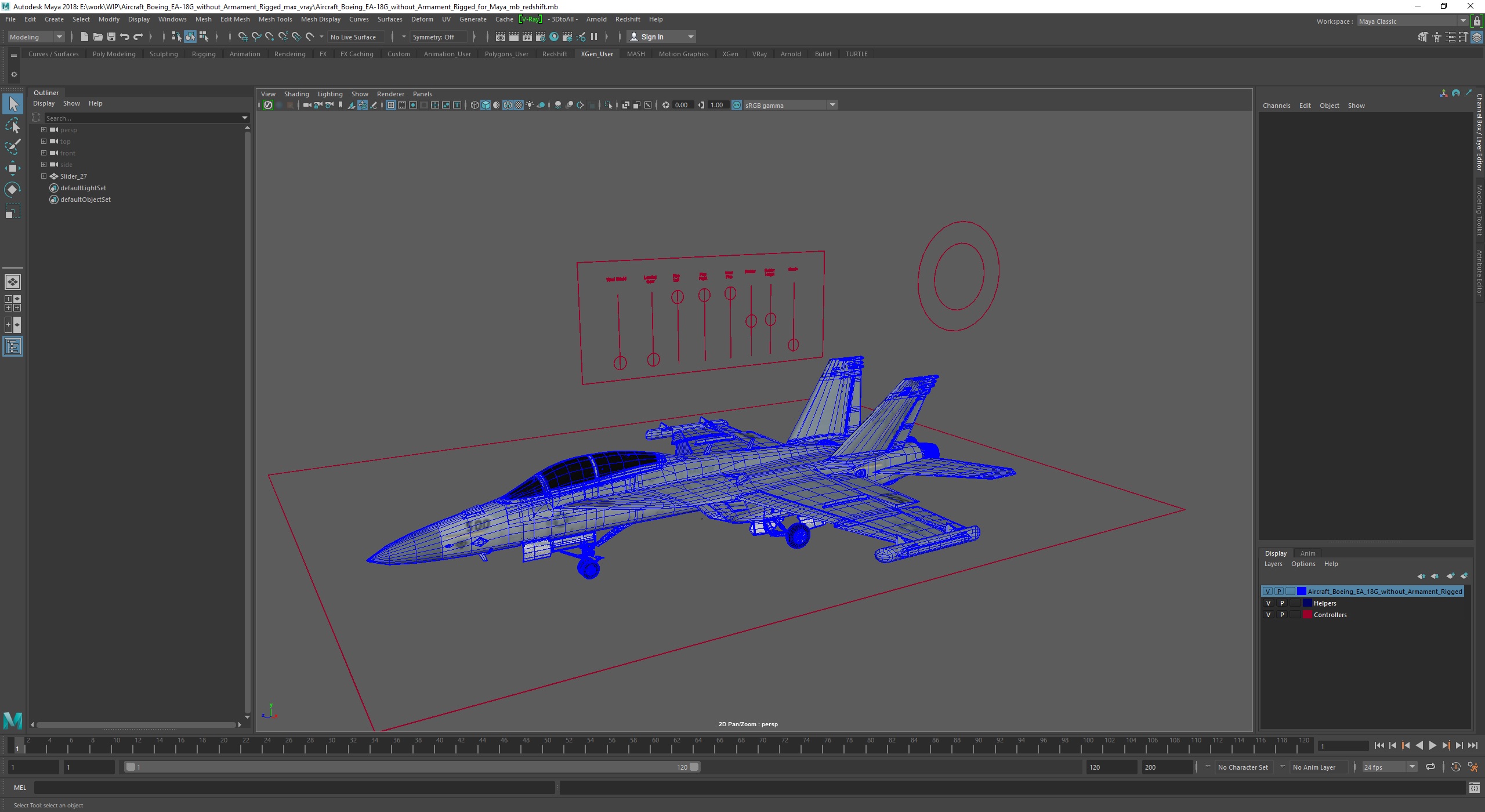 3D model Aircraft Boeing EA-18G without Armament Rigged for Maya