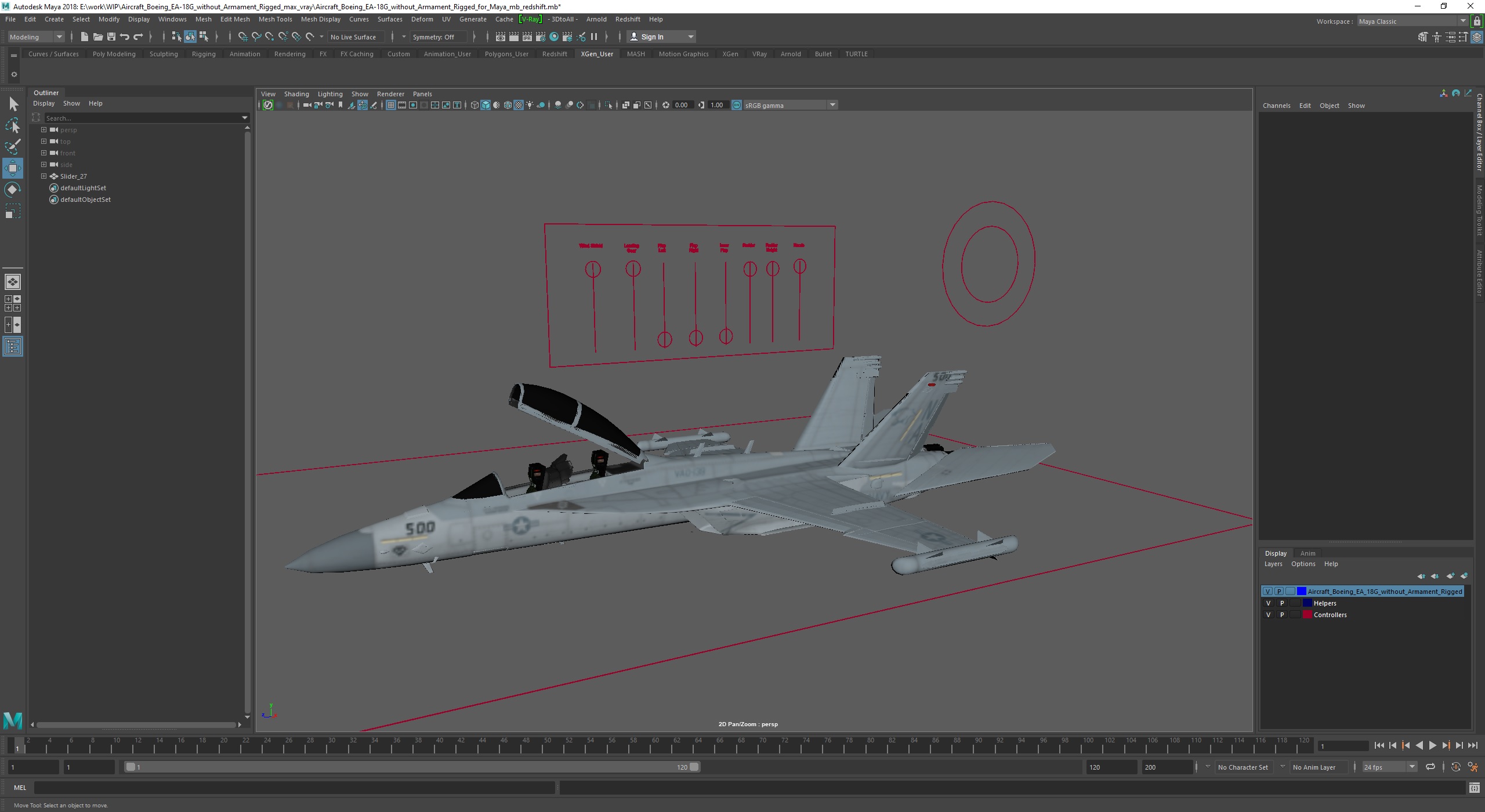 3D model Aircraft Boeing EA-18G without Armament Rigged for Maya