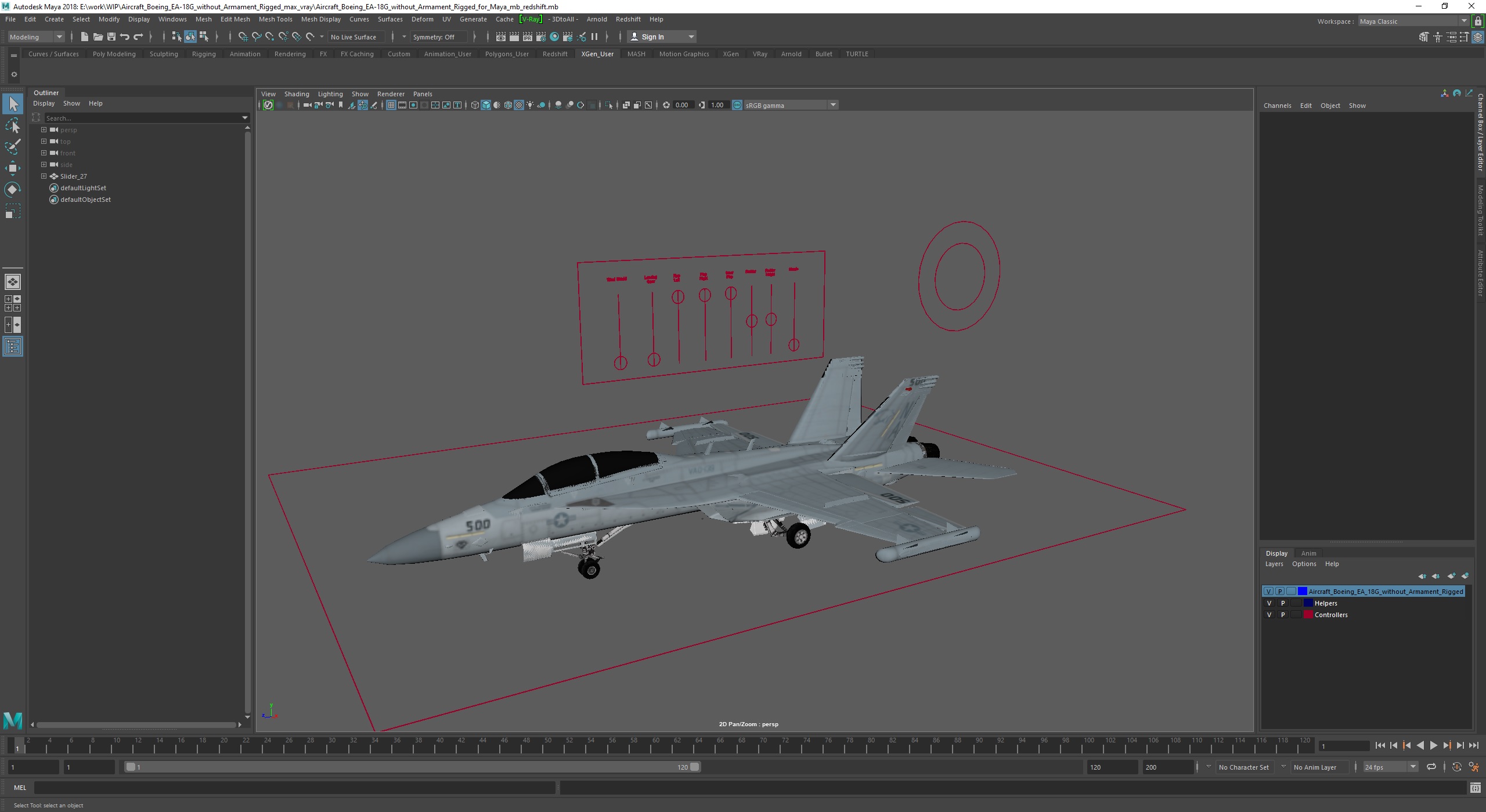 3D model Aircraft Boeing EA-18G without Armament Rigged for Maya