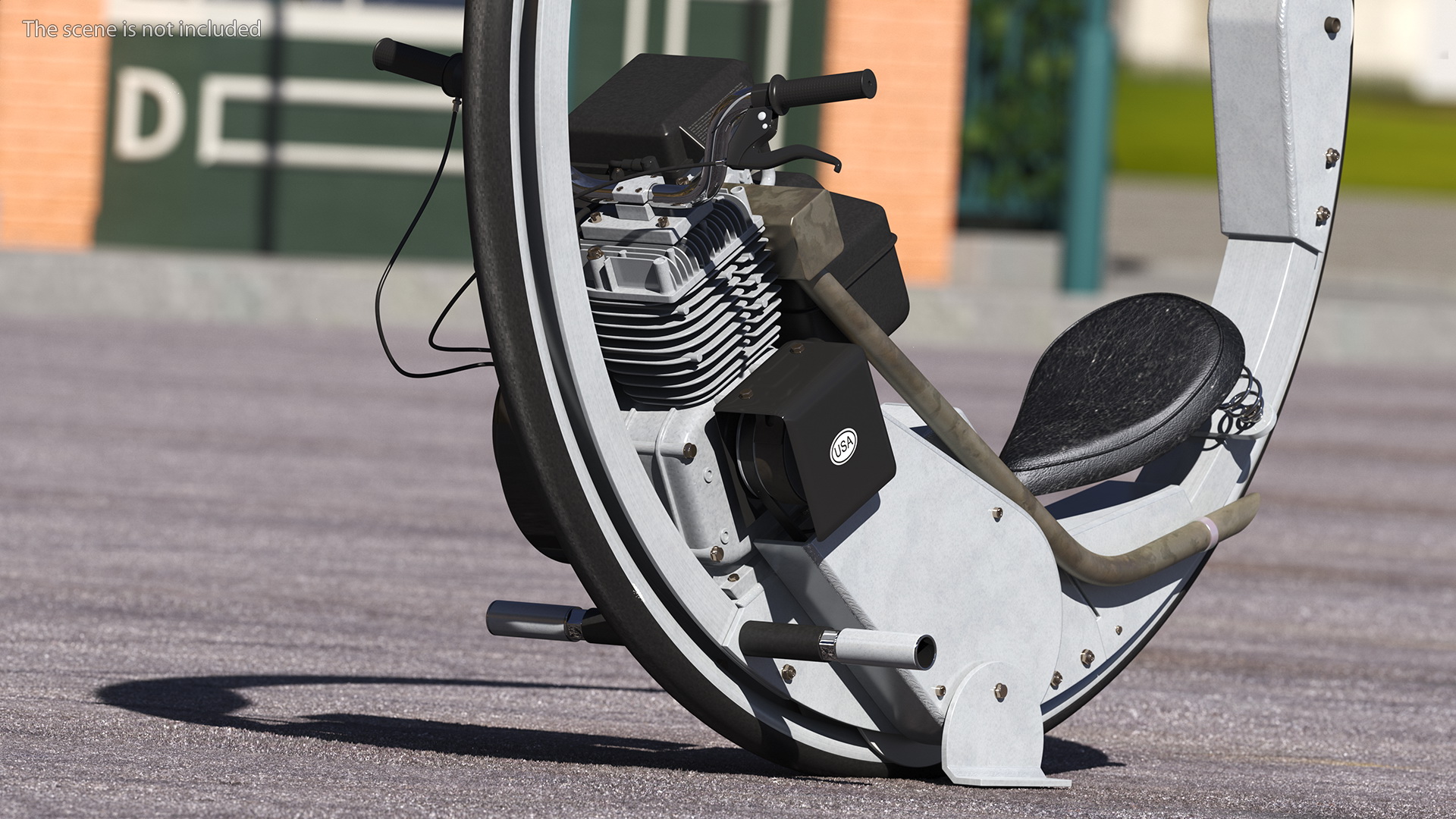 3D Monowheel Motorcycle White