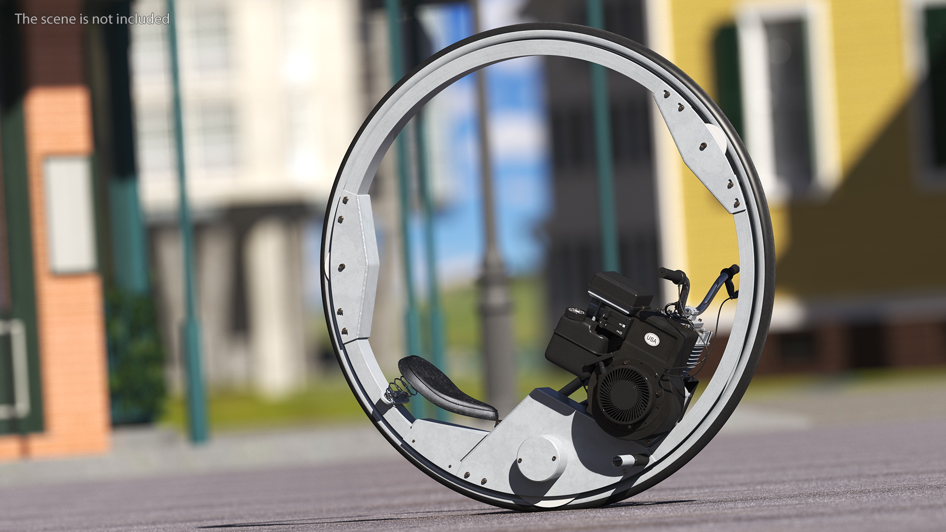 3D Monowheel Motorcycle White