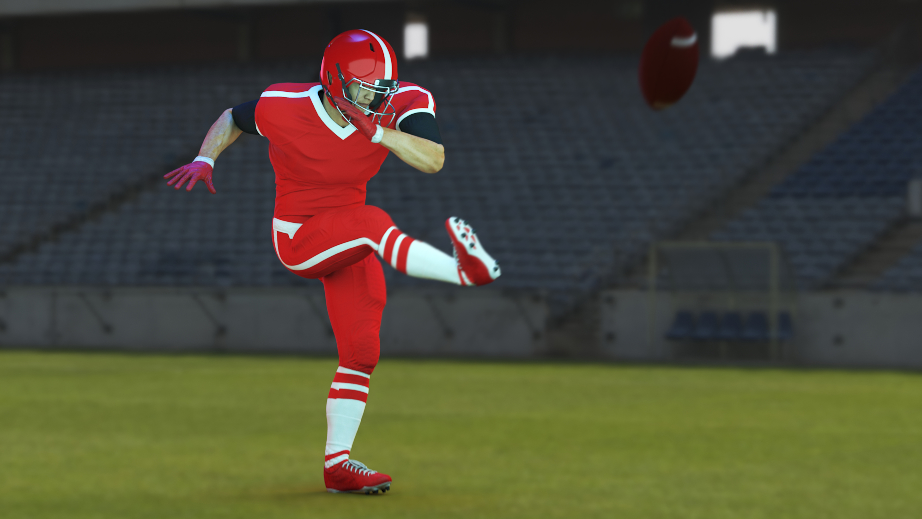 Red Uniform Football Player Rigged 3D model