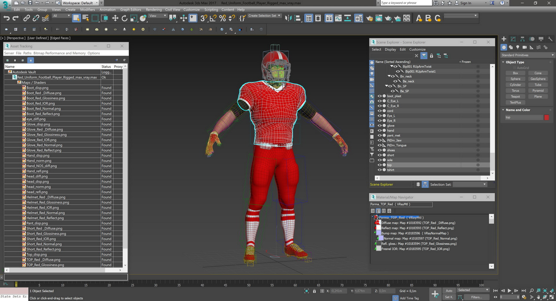 Red Uniform Football Player Rigged 3D model