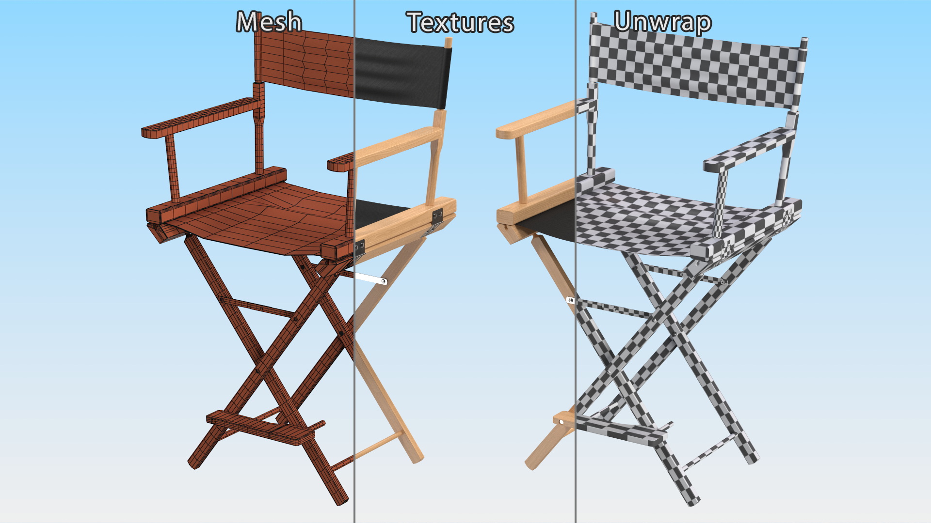 3D model Directors Chair Wooden Classic