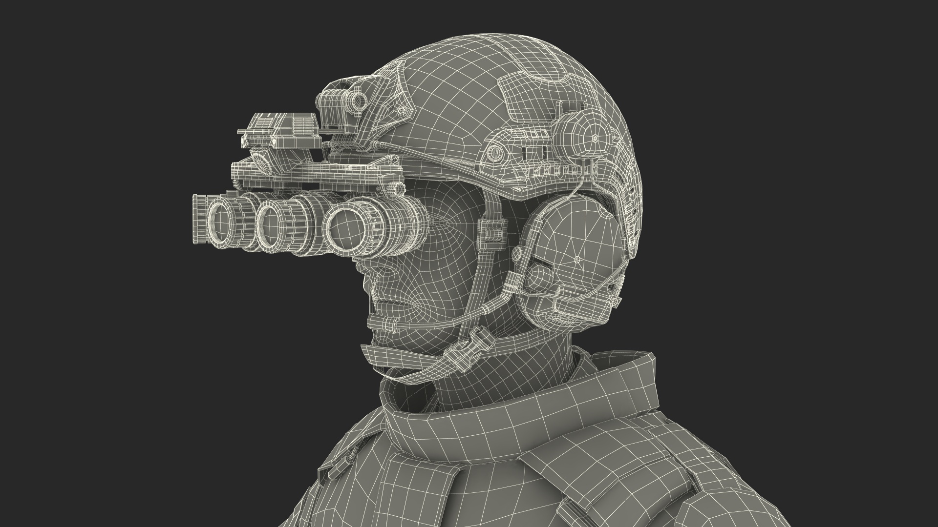 3D Military Soldier Green Camo with Night Visor A-pose