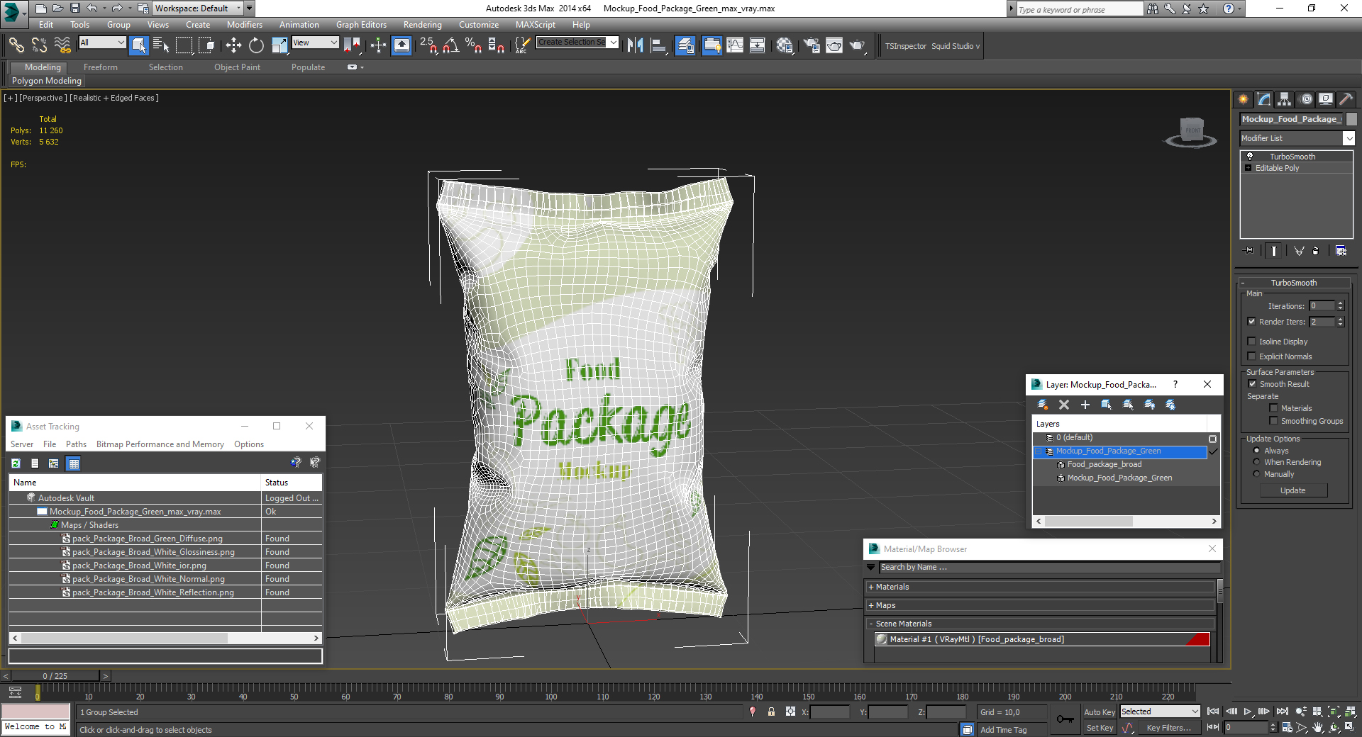 3D model Mockup Food Package Green