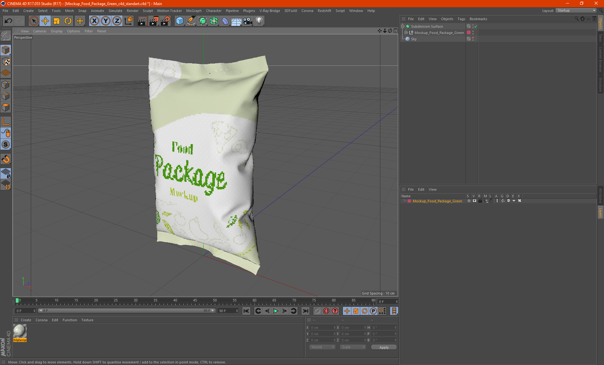 3D model Mockup Food Package Green