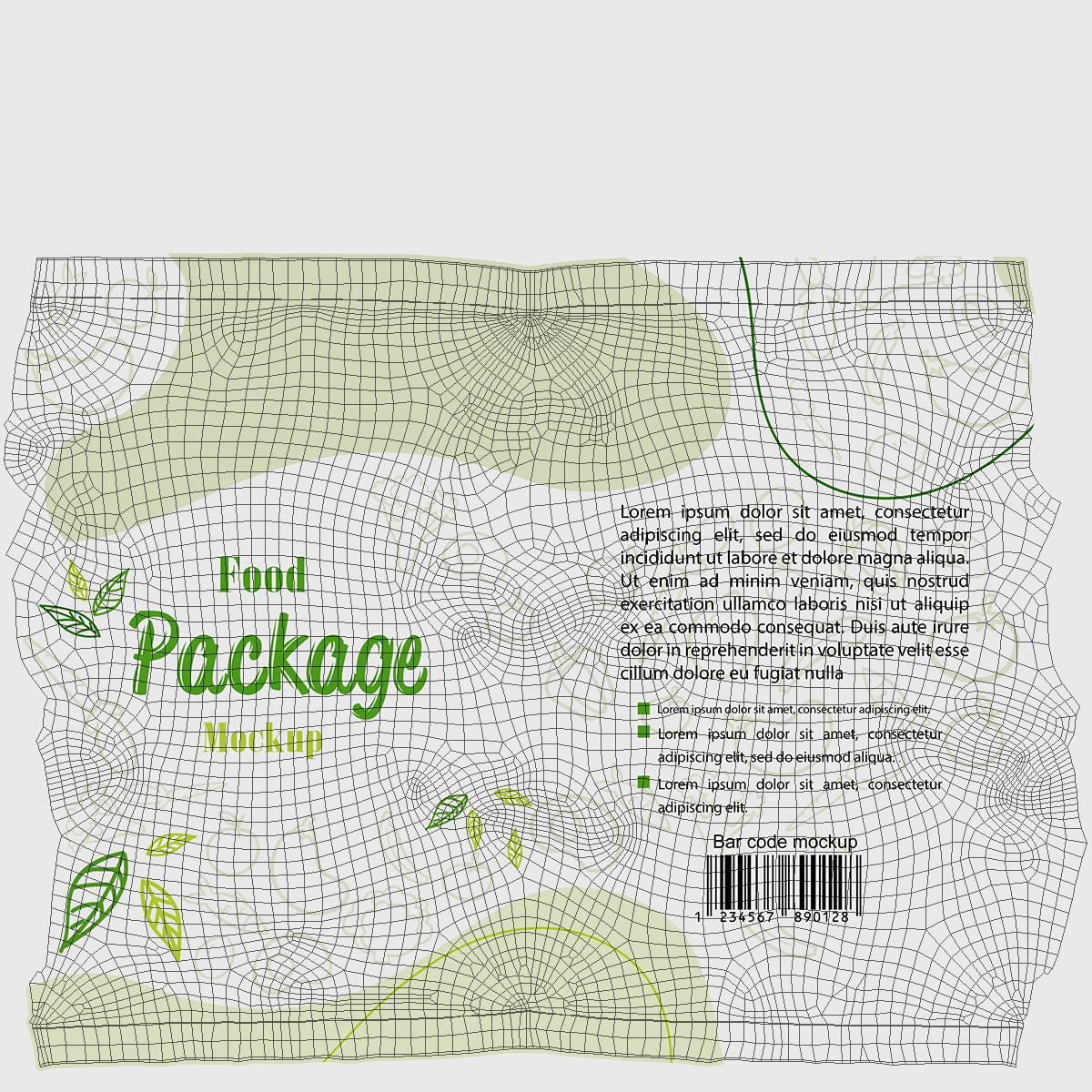 3D model Mockup Food Package Green