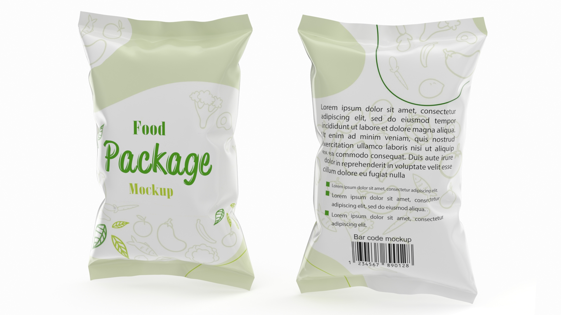 3D model Mockup Food Package Green