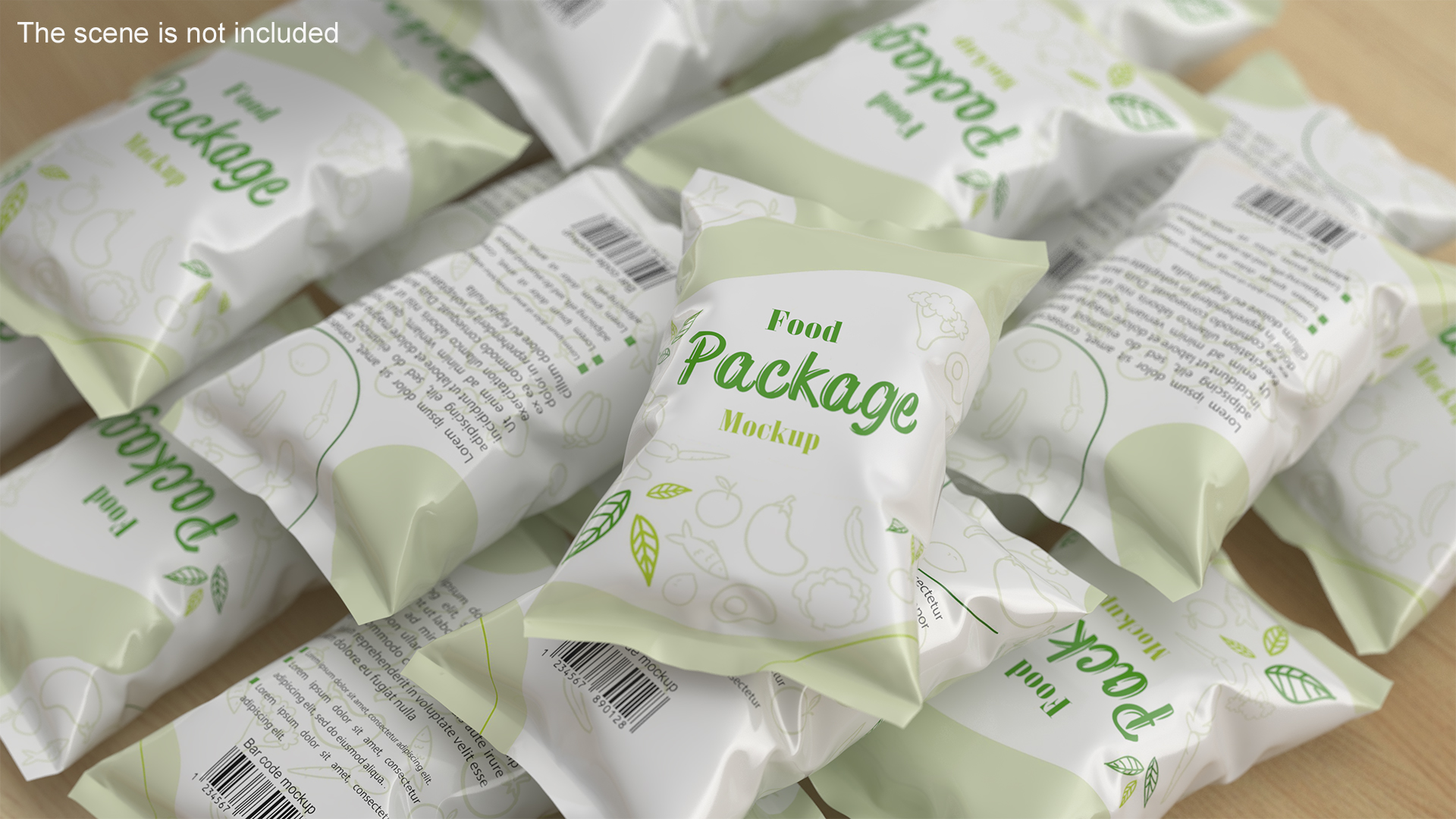 3D model Mockup Food Package Green