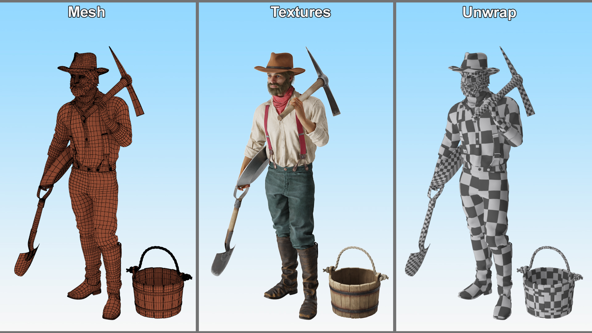 Gold Rush Prospector Standing 3D model