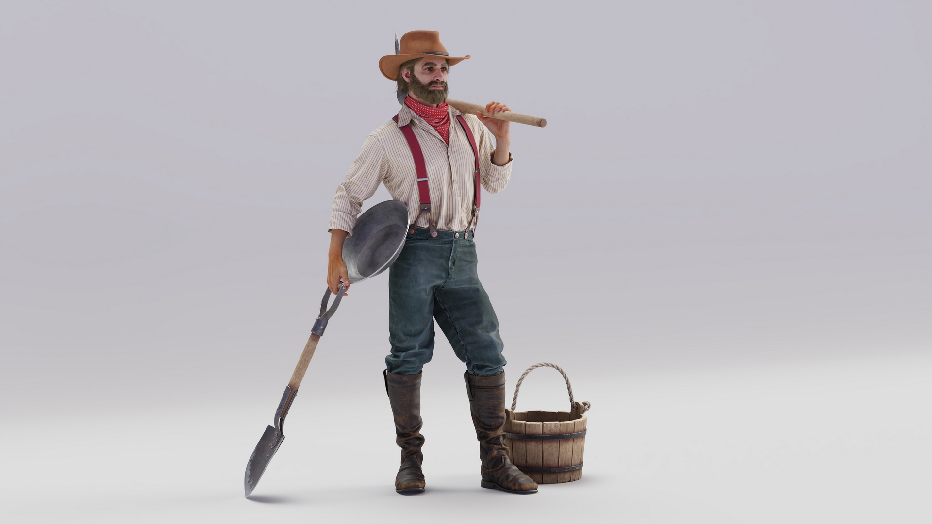 Gold Rush Prospector Standing 3D model