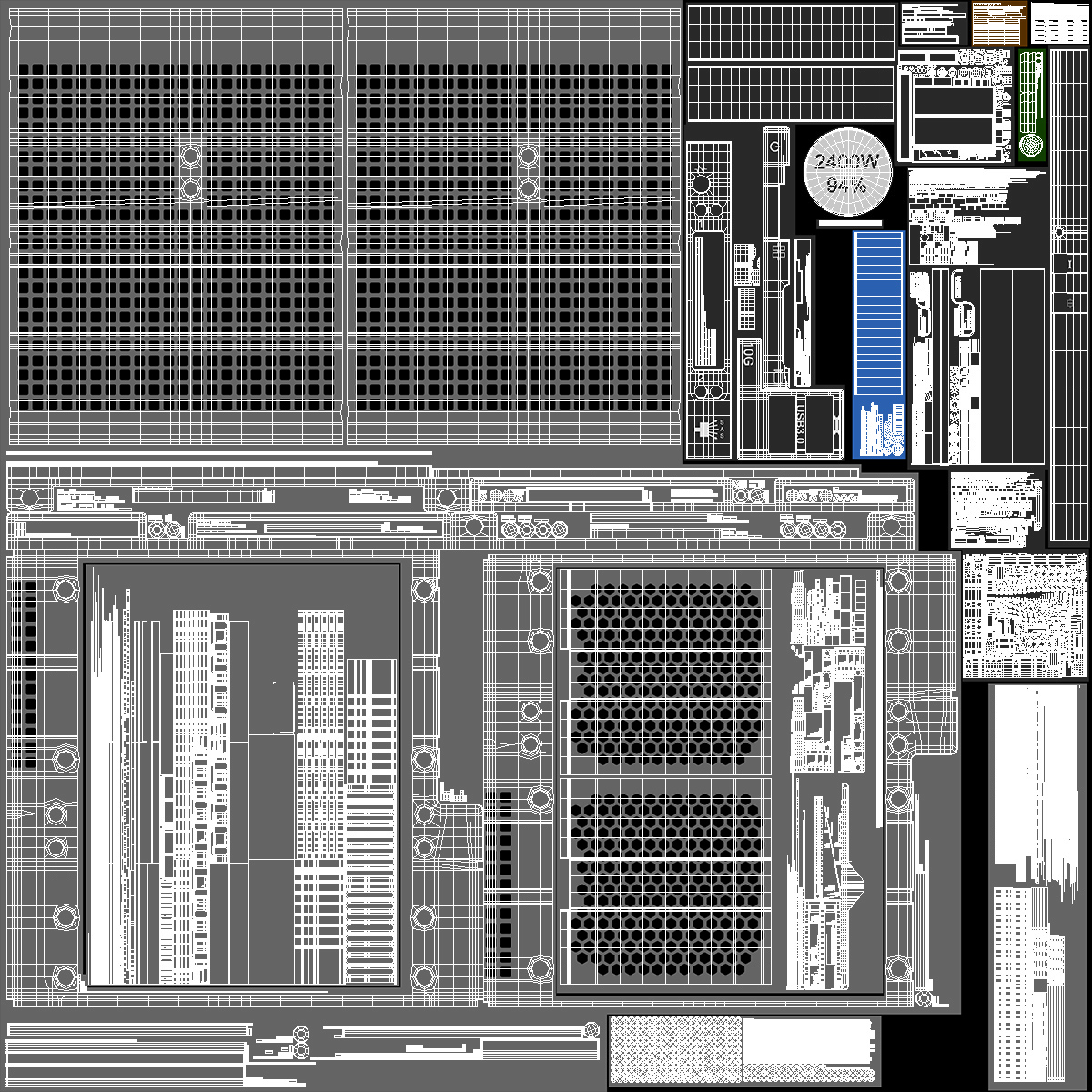 3D model HPE Cloudline CL5200 Server Opened with Disks