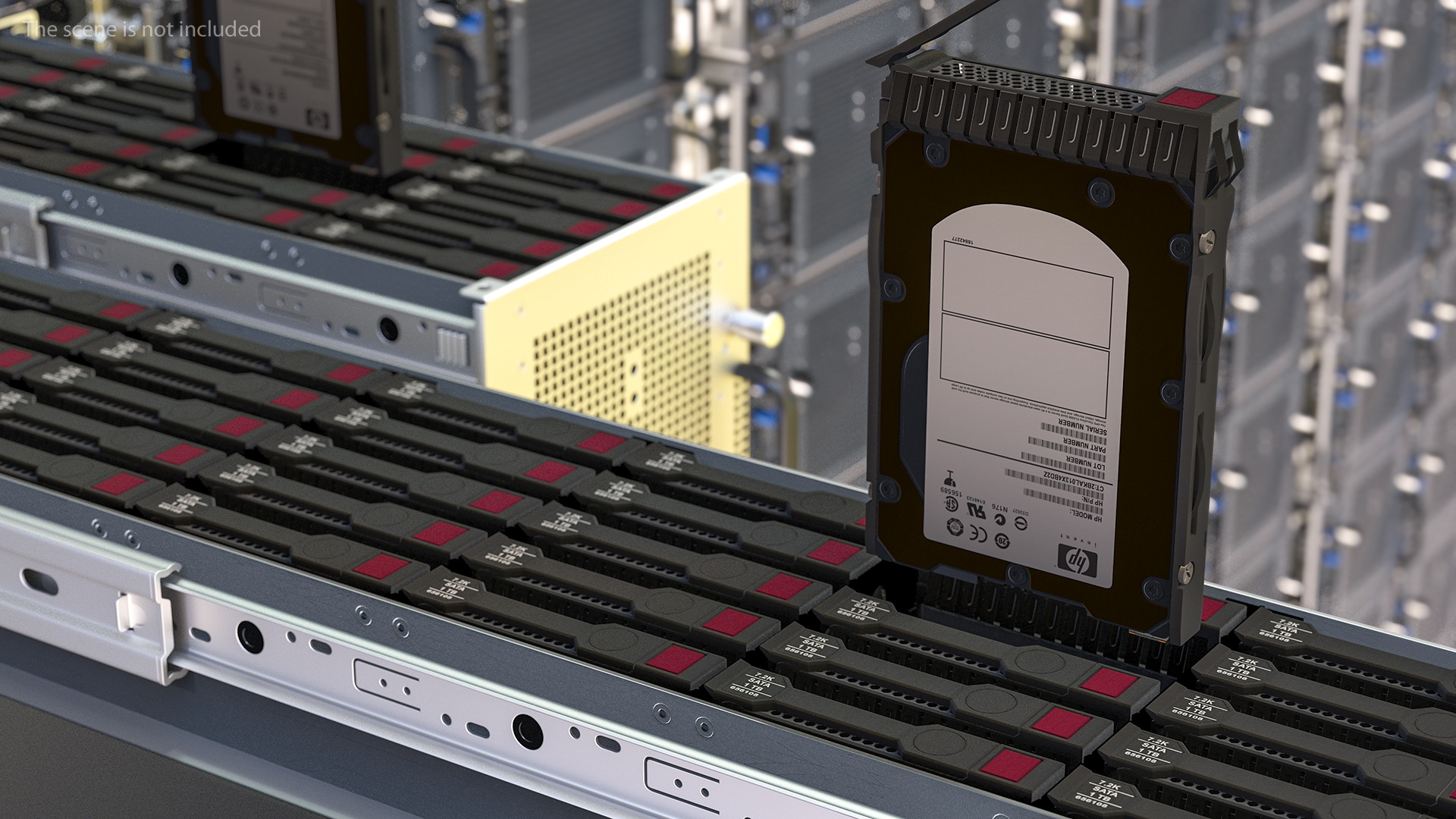 3D model HPE Cloudline CL5200 Server Opened with Disks