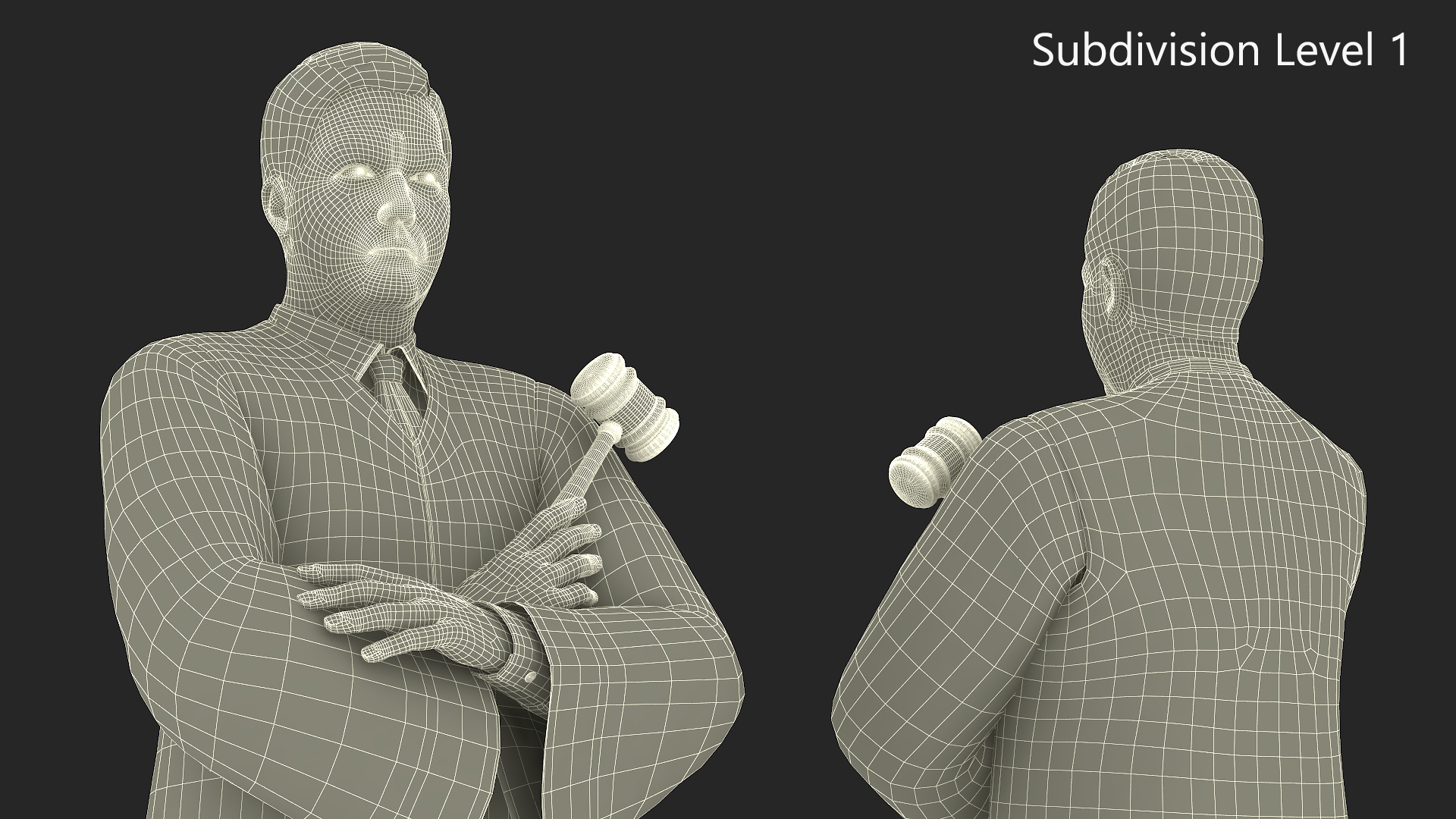 3D model Judge with Gavel Standing Pose