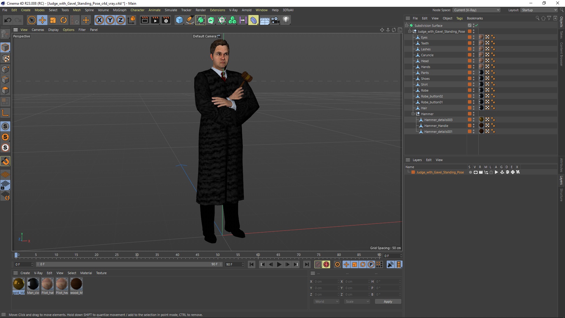 3D model Judge with Gavel Standing Pose