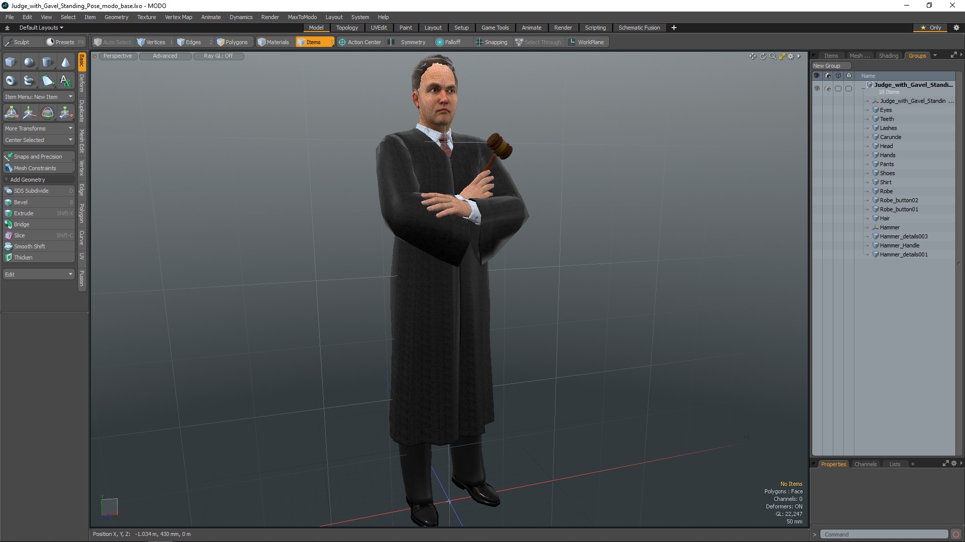 3D model Judge with Gavel Standing Pose