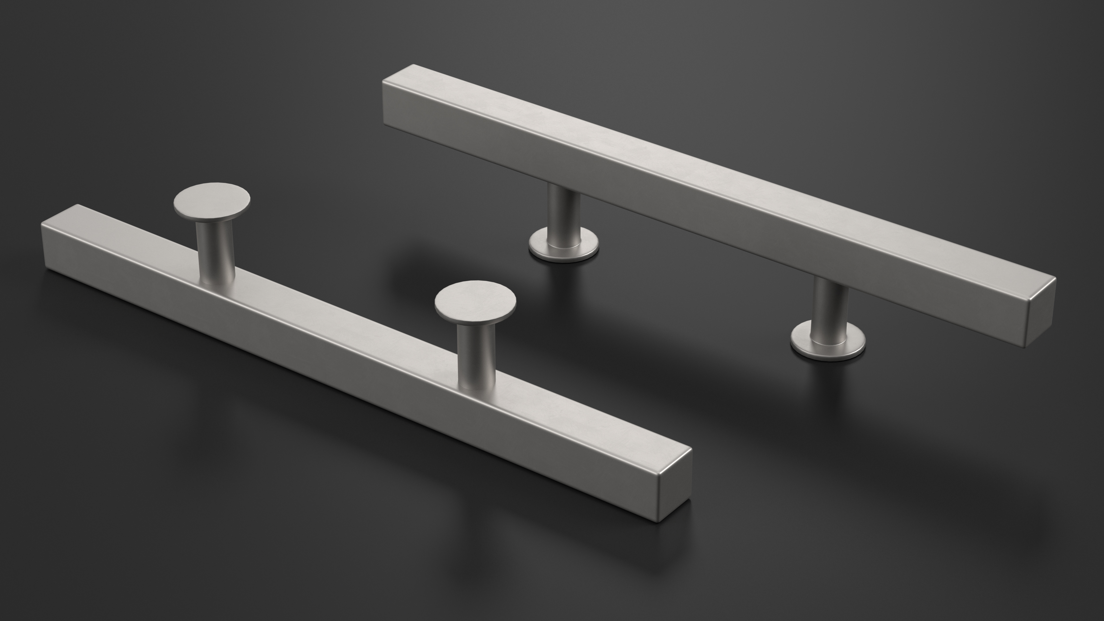 3D model Kitchen Cabinet Handle T-Bar Silver