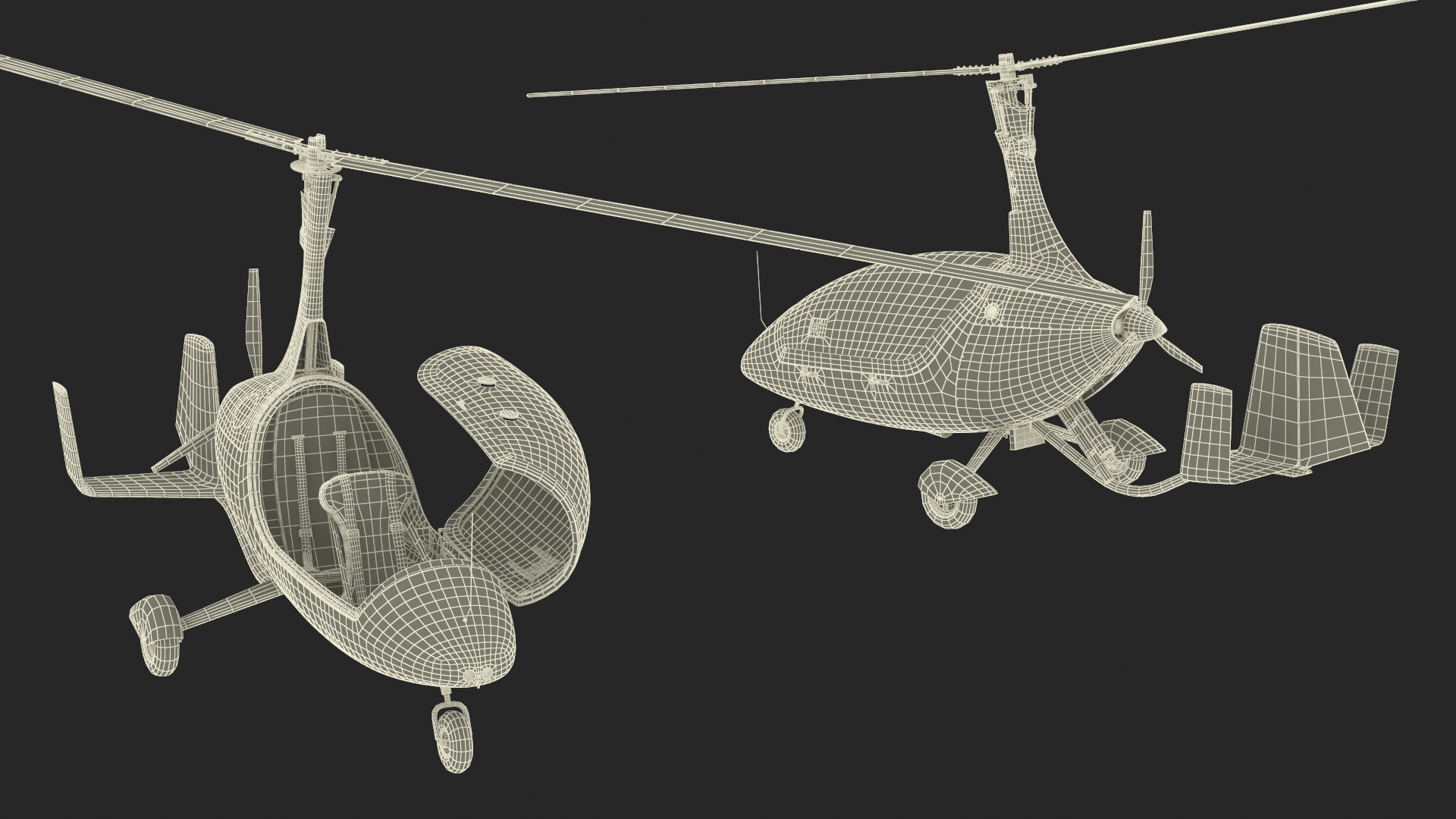 3D Gyroplane Blue Rigged